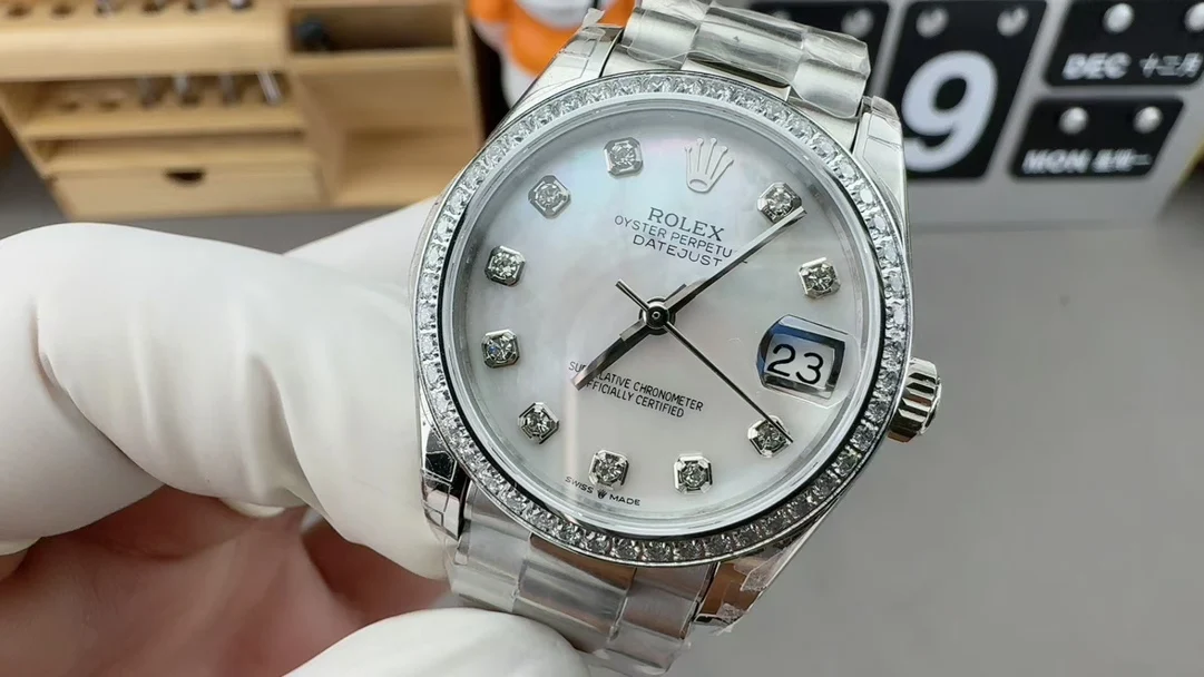 Rolex Datejust Diamond-Set 31mm — photographed off the sweep