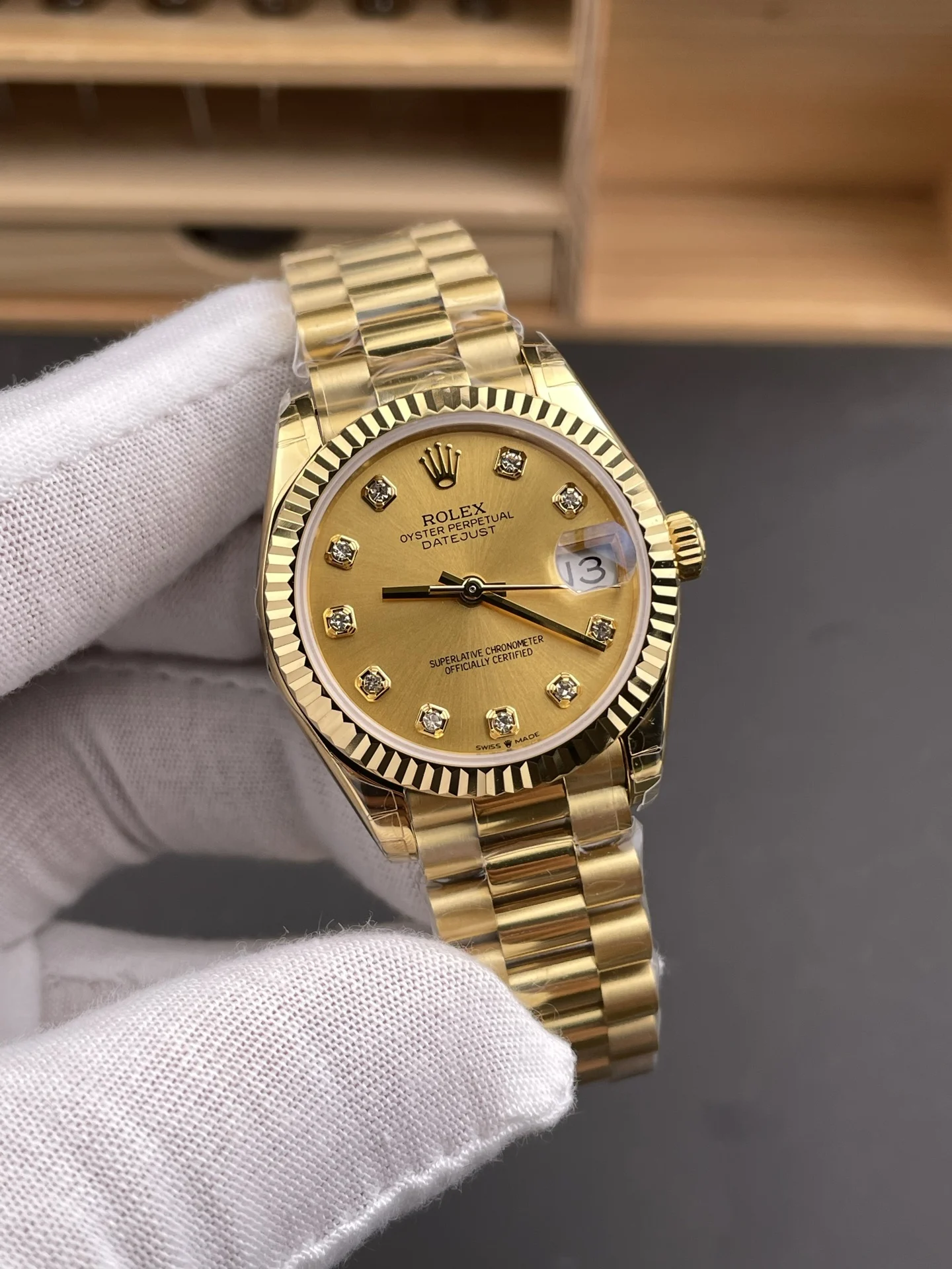 Rolex Datejust Diamond-Set 31mm — photographed off the sweep