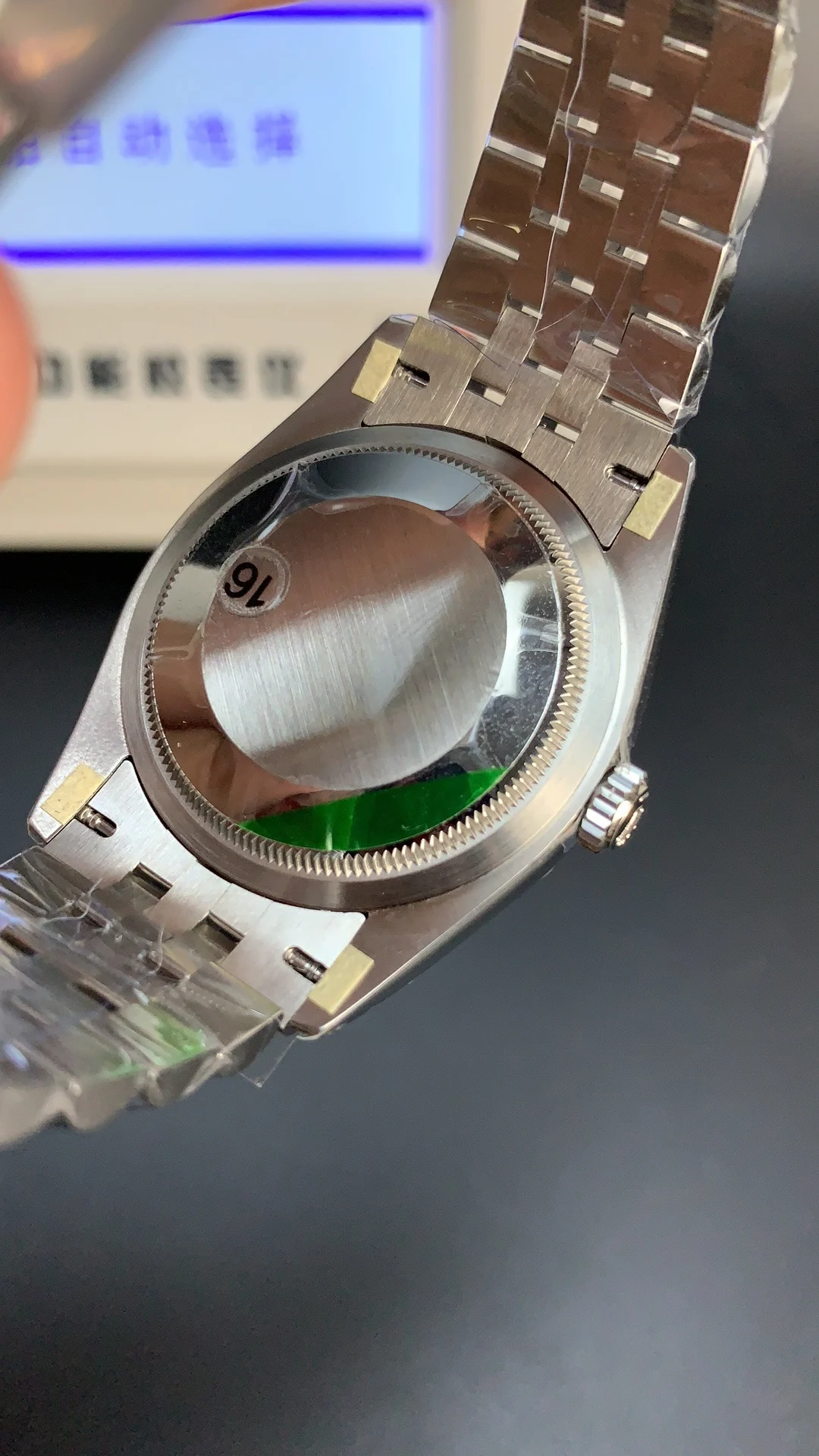 Rolex Datejust Green Dial 36mm — photographed off the sweep