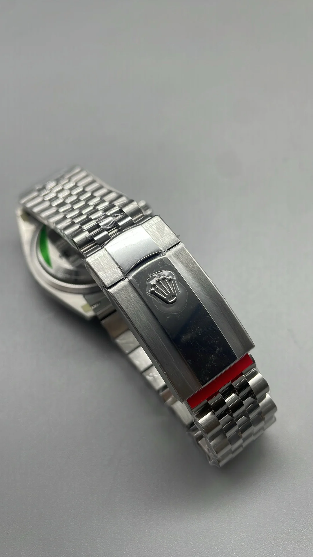 Rolex Datejust Green Dial 36mm — photographed off the sweep