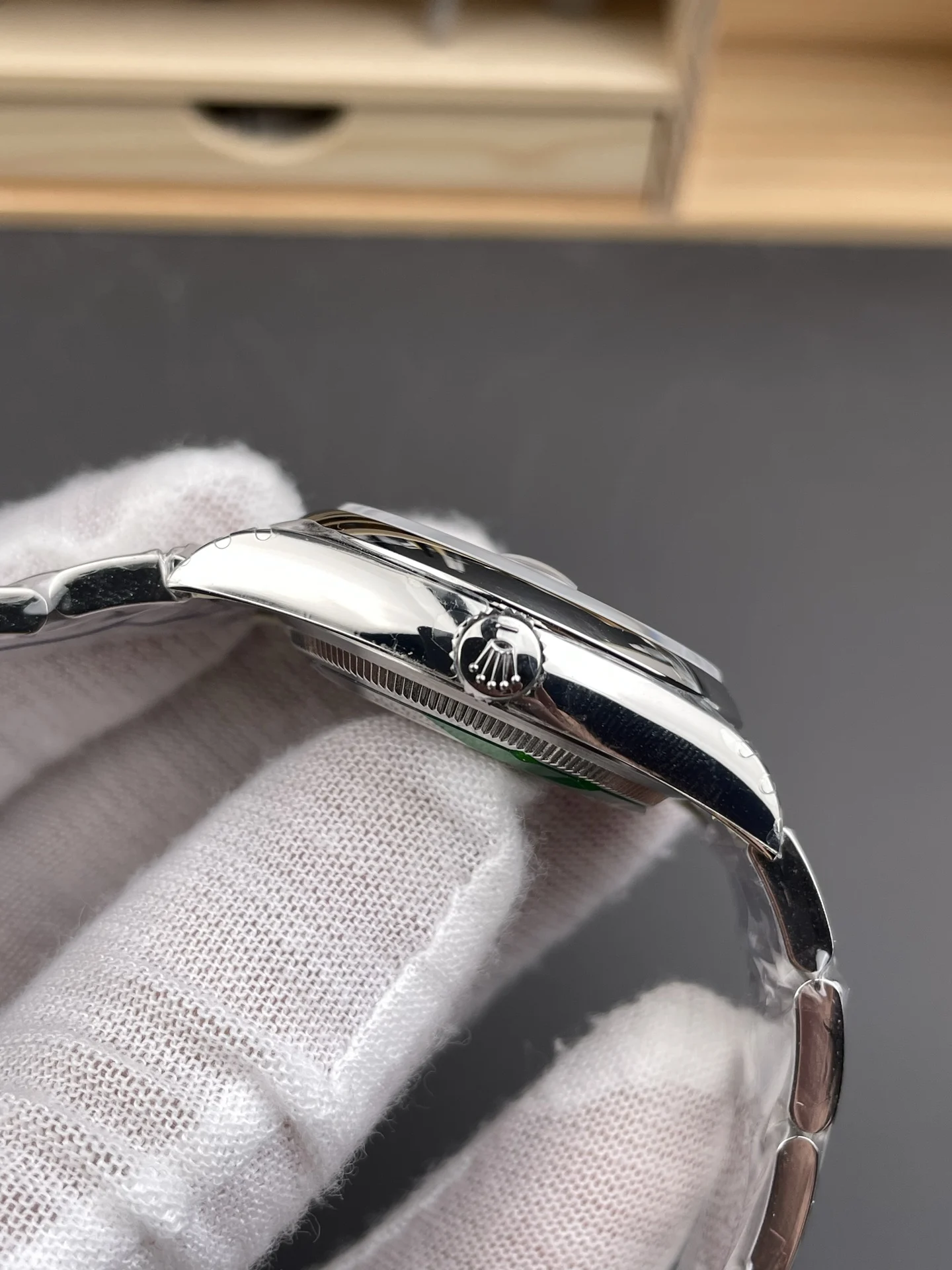 Rolex Datejust Green Dial 36mm — photographed off the sweep