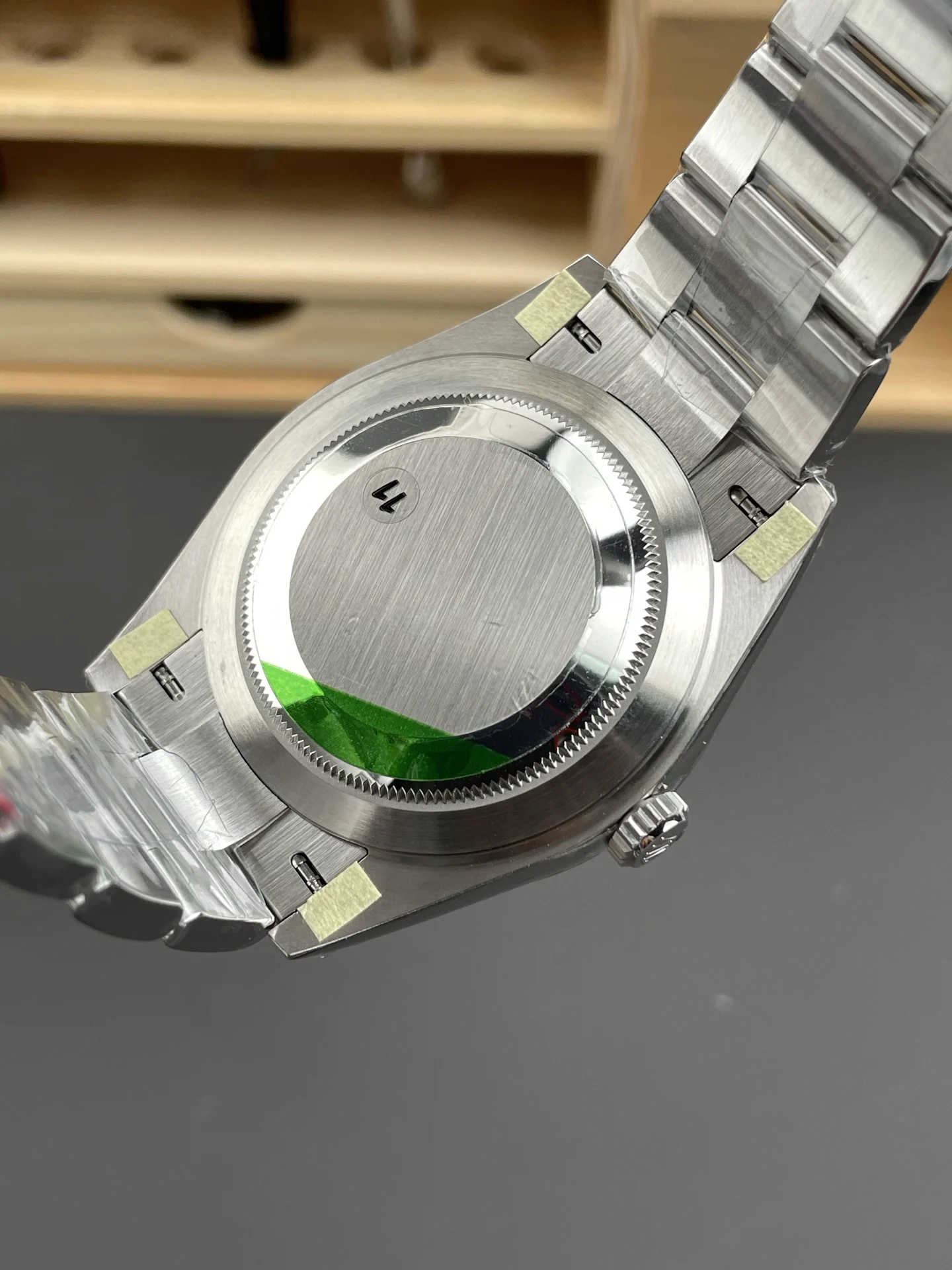 Rolex Datejust Green Dial 41mm — photographed off the sweep