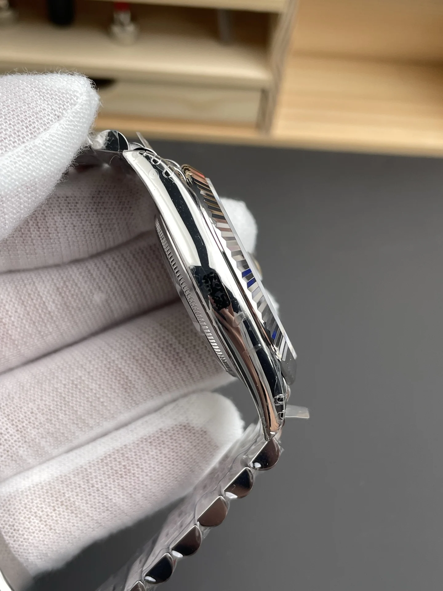 Rolex Datejust Green Dial 41mm — photographed off the sweep