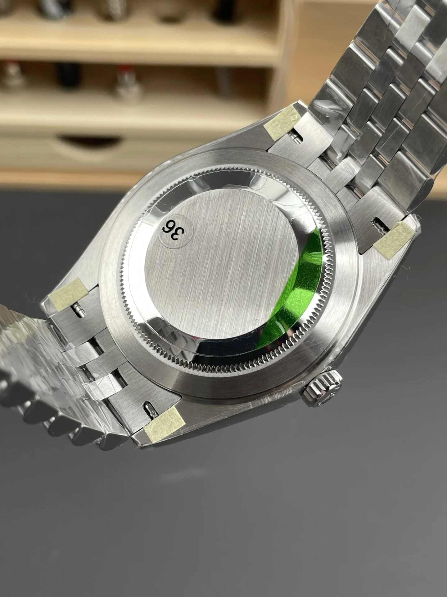 Rolex Datejust Green Dial 41mm — photographed off the sweep