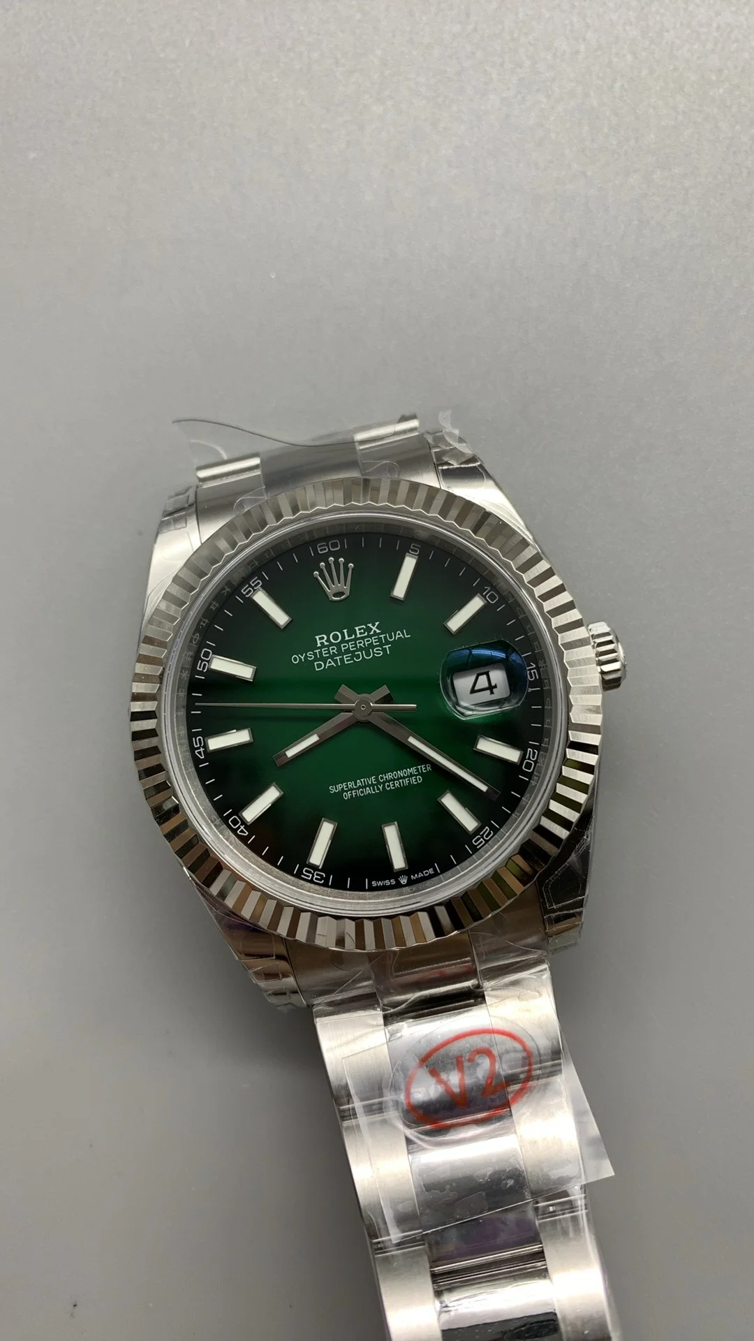 Rolex Datejust Green Dial 41mm — photographed off the sweep
