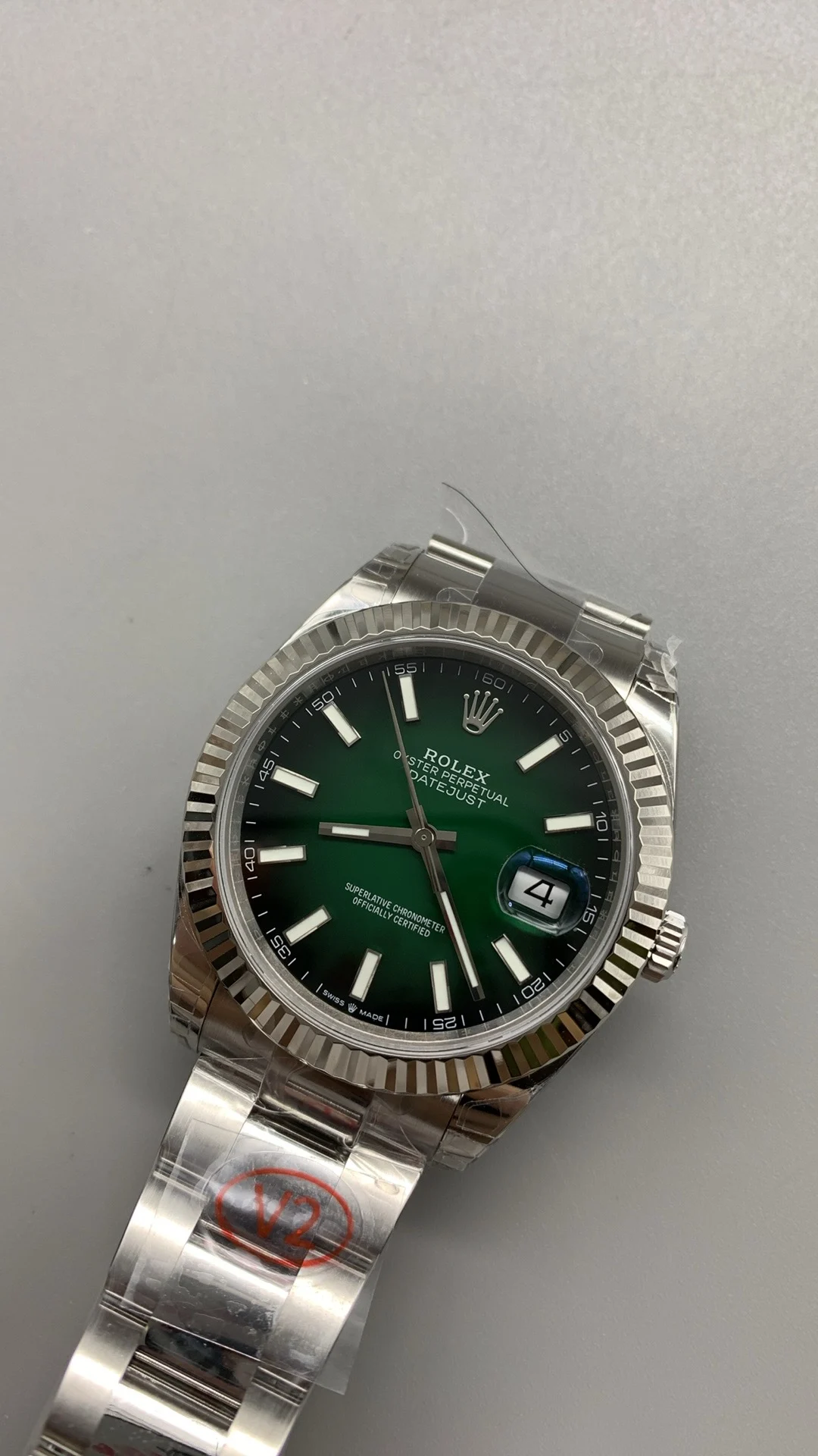 Rolex Datejust Green Dial 41mm — photographed off the sweep