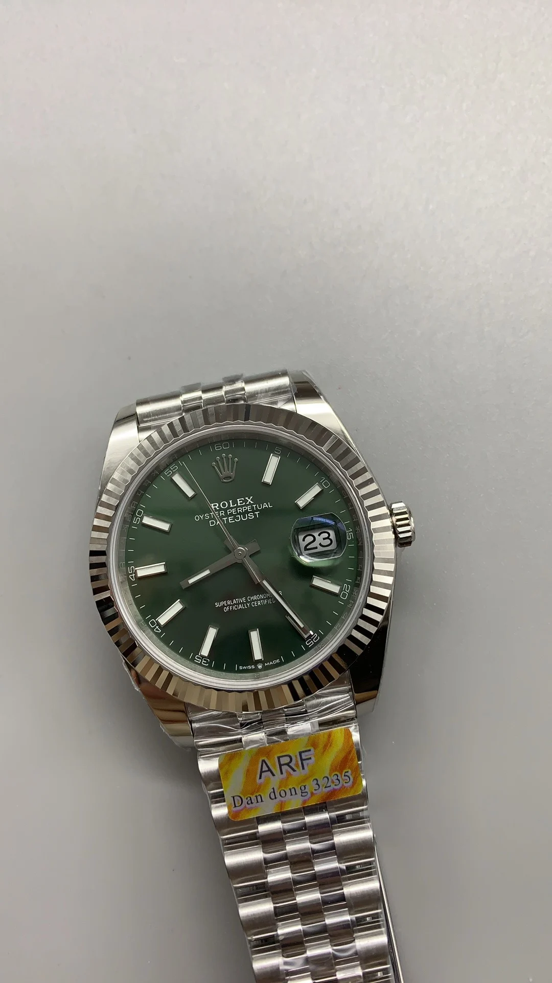 Rolex Datejust Green Dial 41mm — photographed off the sweep