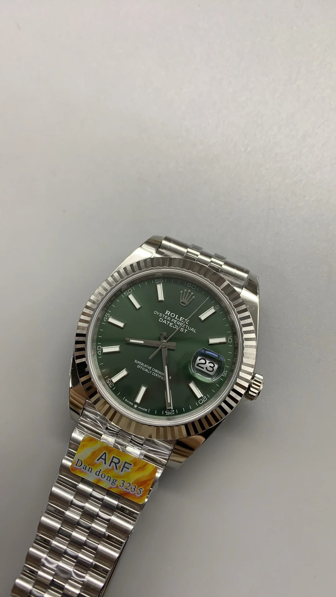 Rolex Datejust Green Dial 41mm — photographed off the sweep