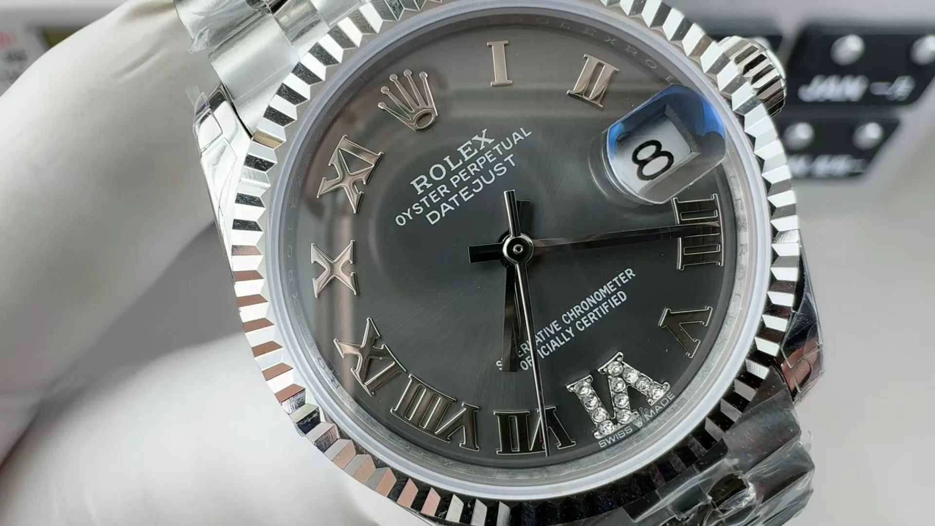 Rolex Datejust Grey Dial 31mm — photographed off the sweep