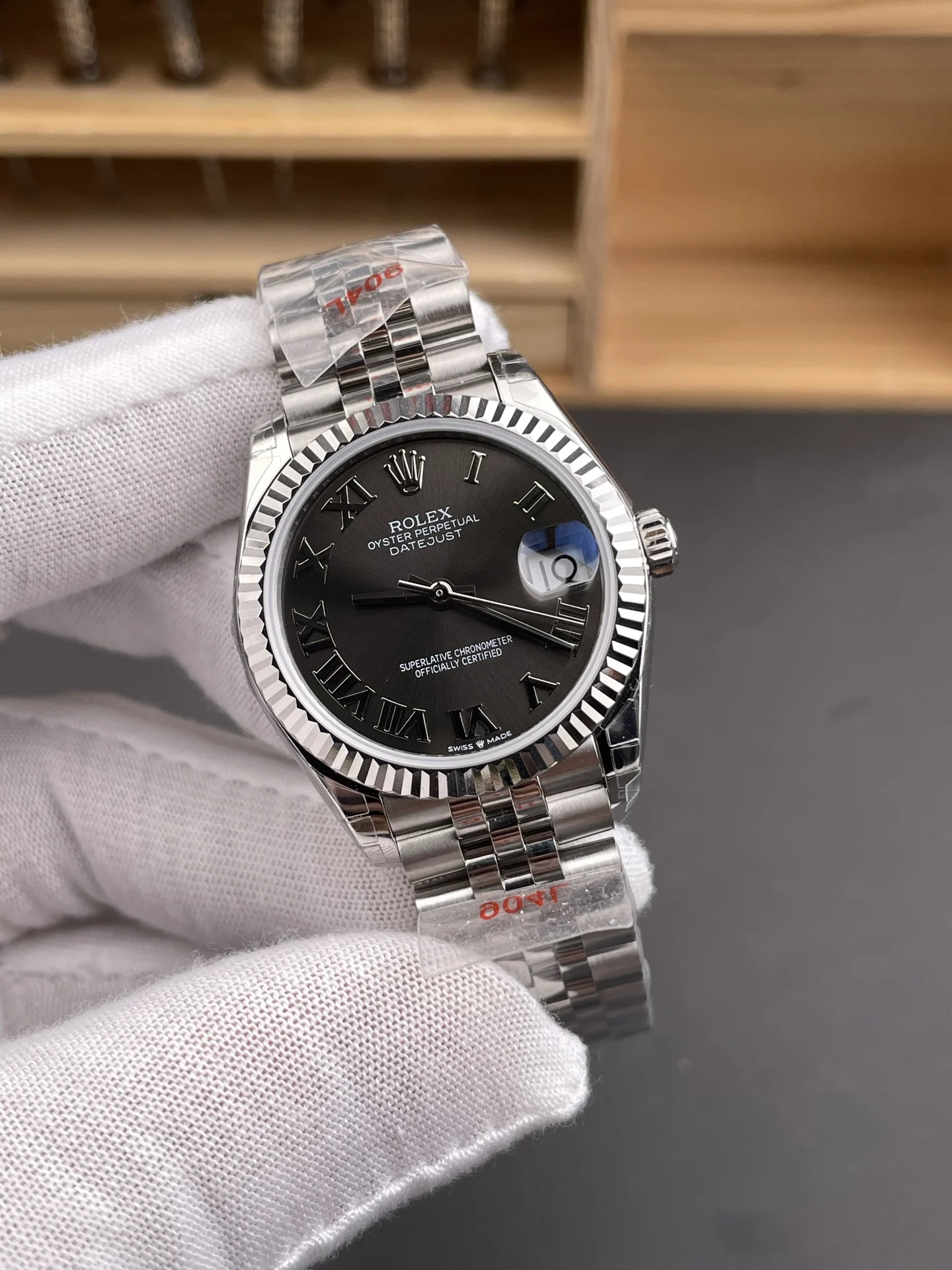 Rolex Datejust Grey Dial 31mm — photographed off the sweep