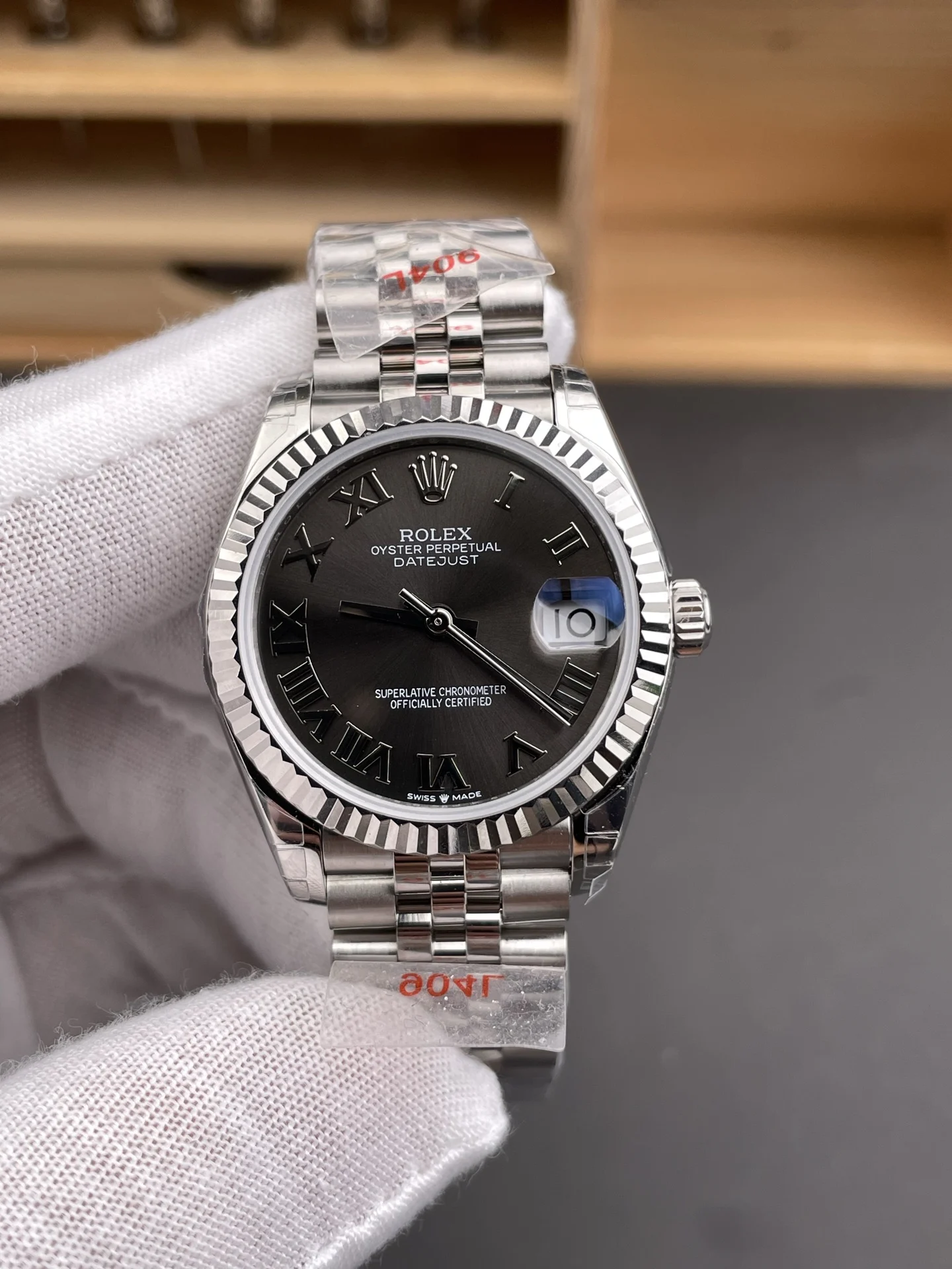 Rolex Datejust Grey Dial 31mm — photographed off the sweep