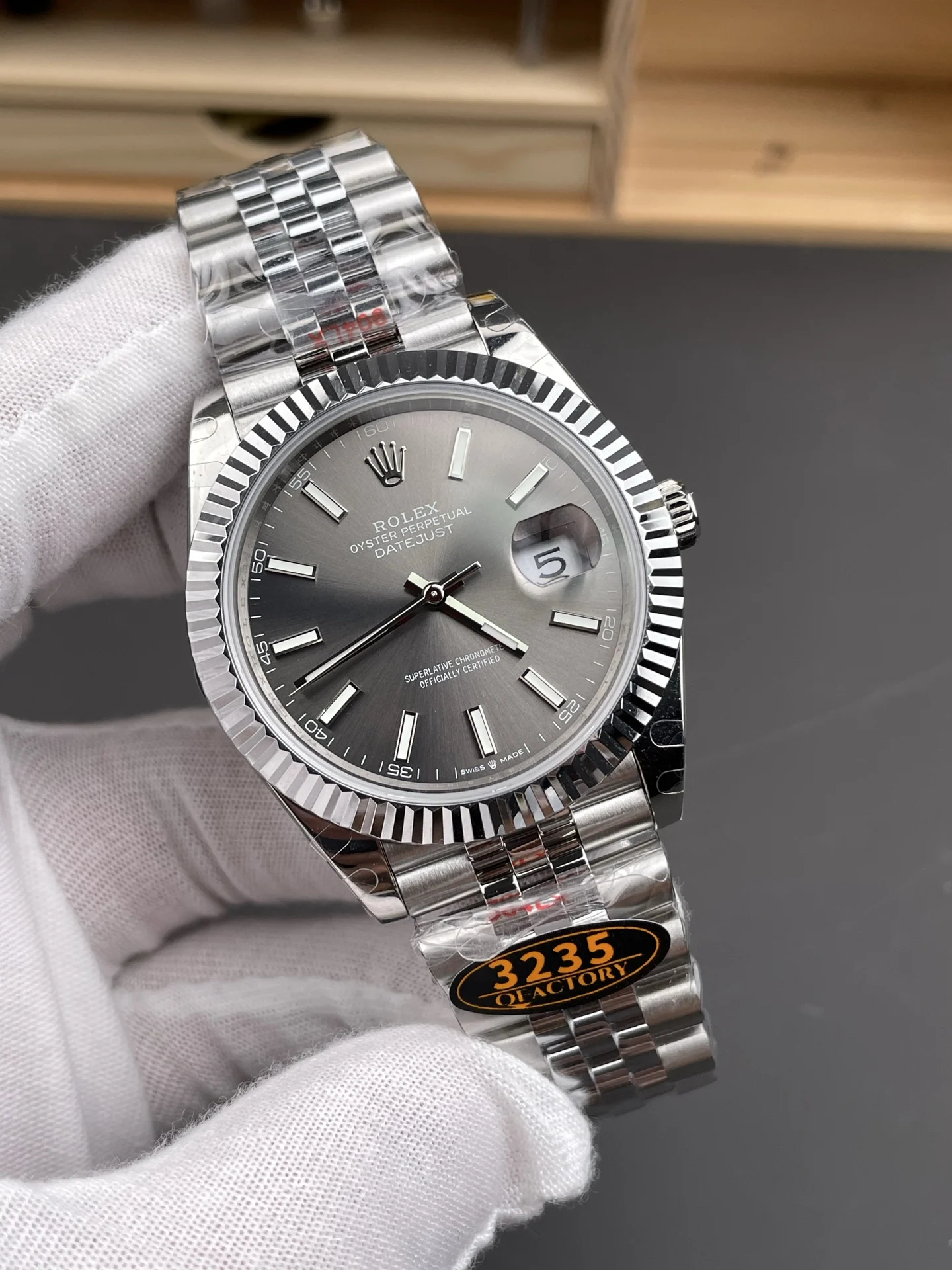 Rolex Datejust Grey Dial 41mm — photographed off the sweep