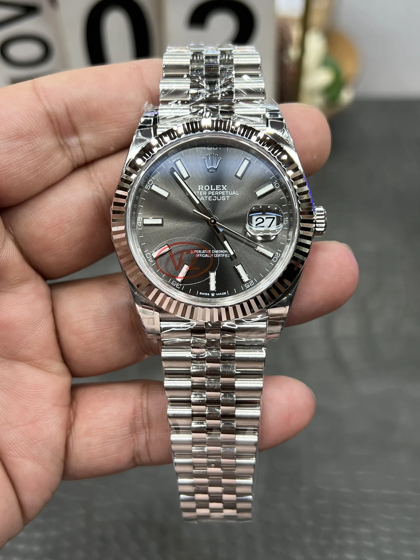 Rolex Datejust Grey Dial 41mm — photographed off the sweep