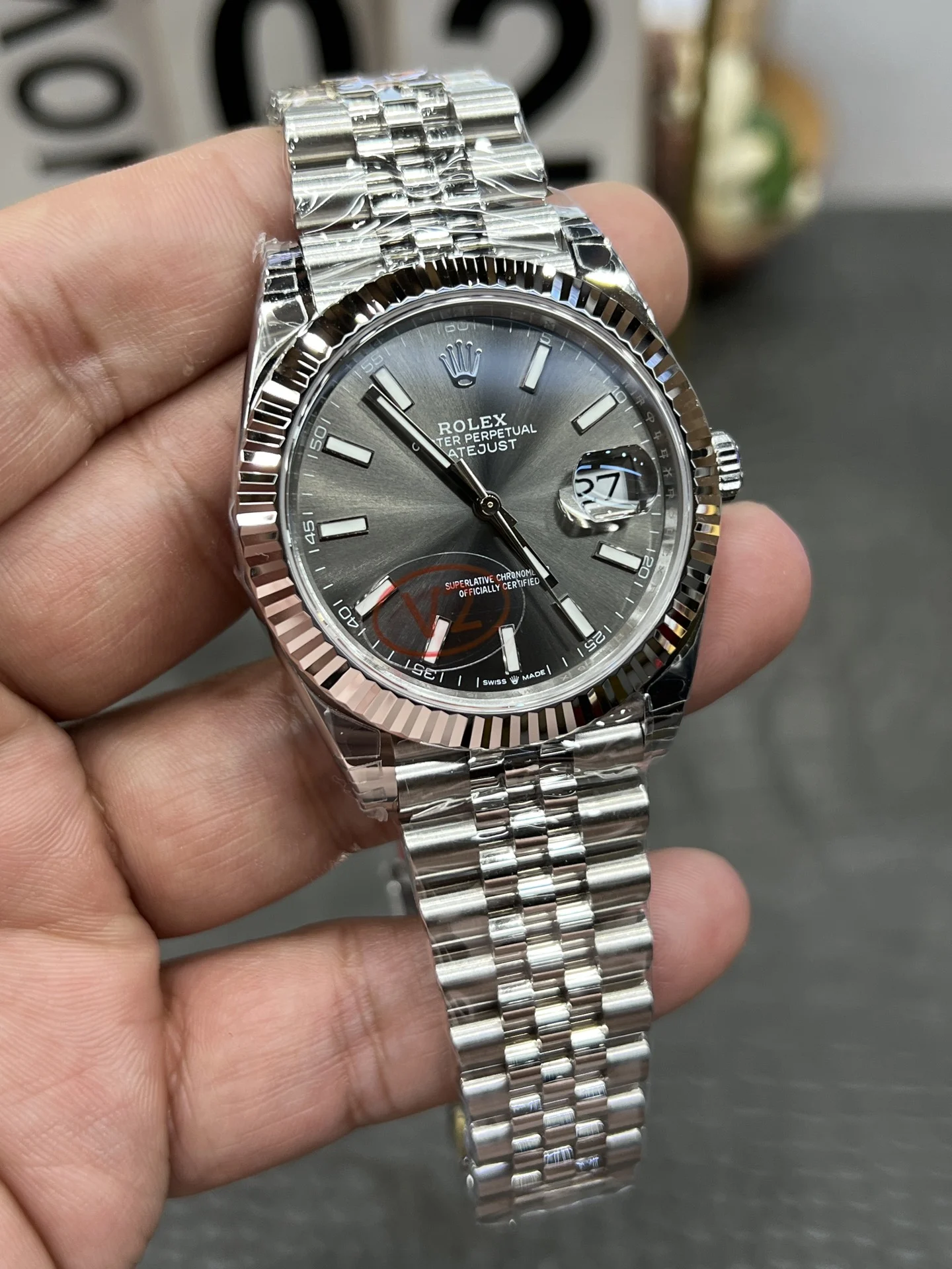 Rolex Datejust Grey Dial 41mm — photographed off the sweep