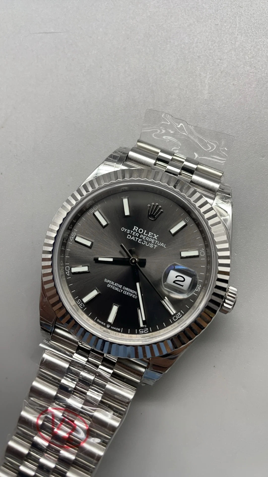 Rolex Datejust Grey Dial 41mm — photographed off the sweep