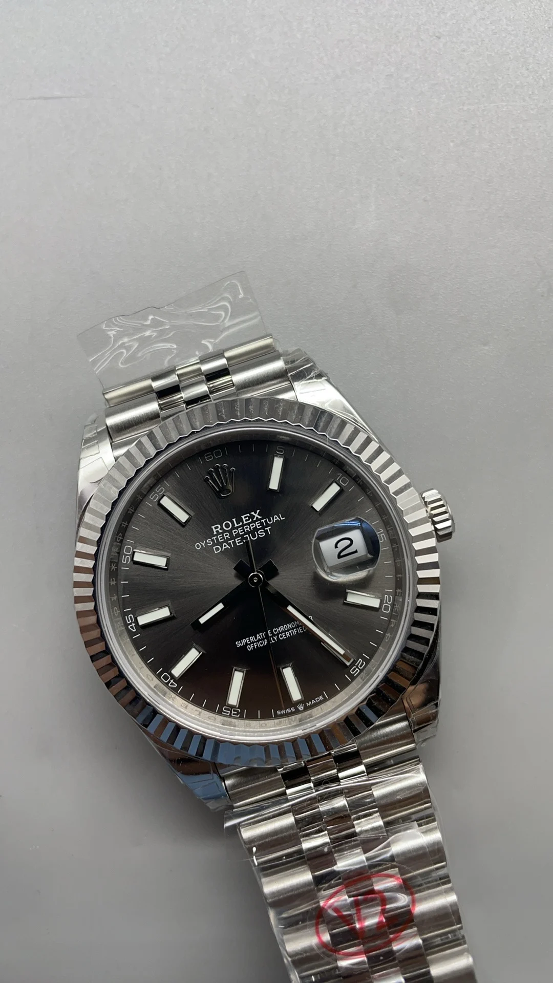Rolex Datejust Grey Dial 41mm — photographed off the sweep
