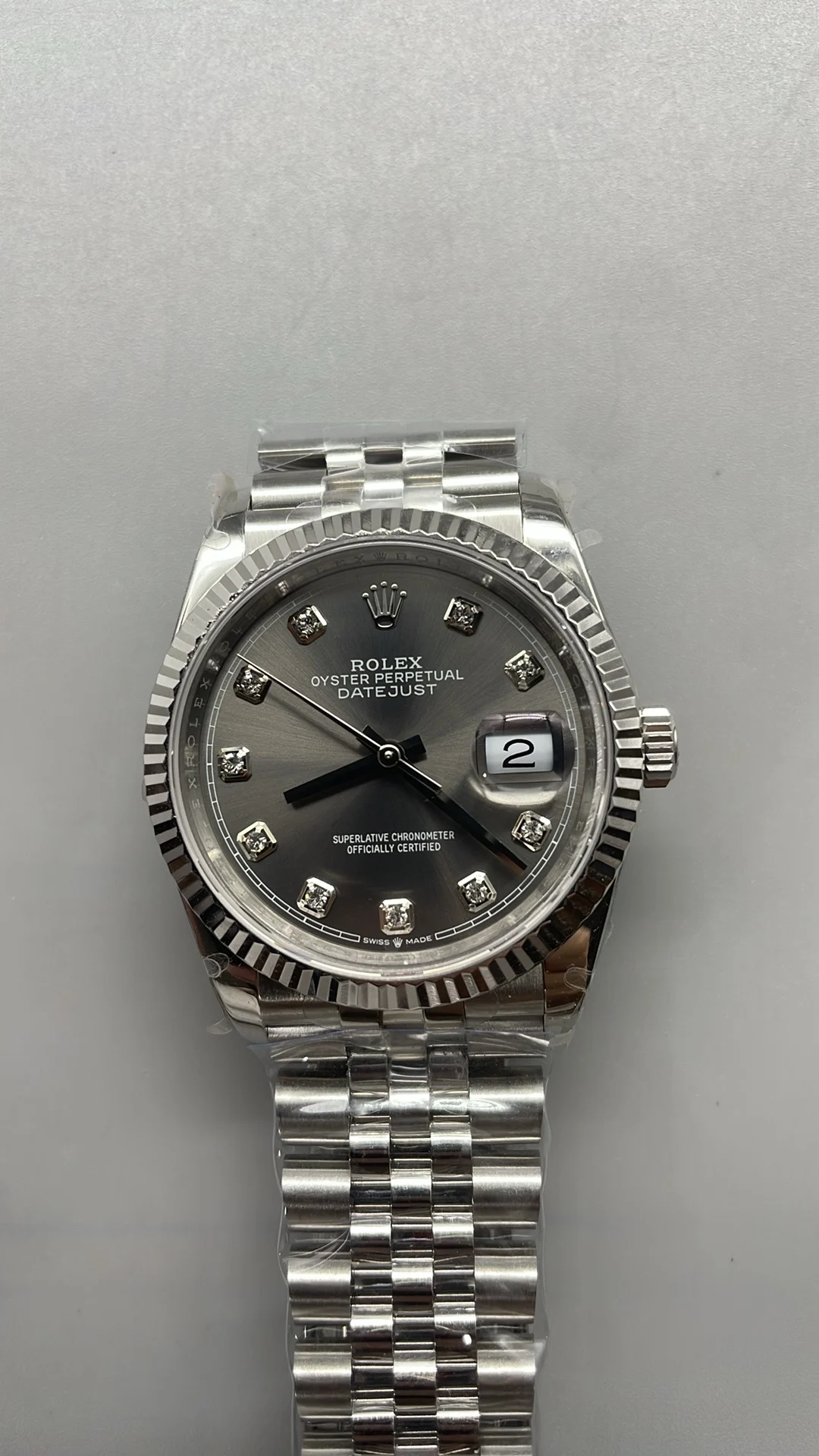 Rolex Datejust Grey Dial Diamond-Set 36mm