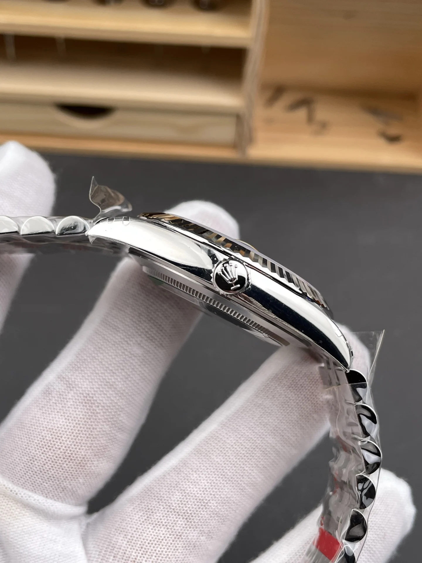 Rolex Datejust Grey Dial Diamond-Set 41mm — photographed off the sweep
