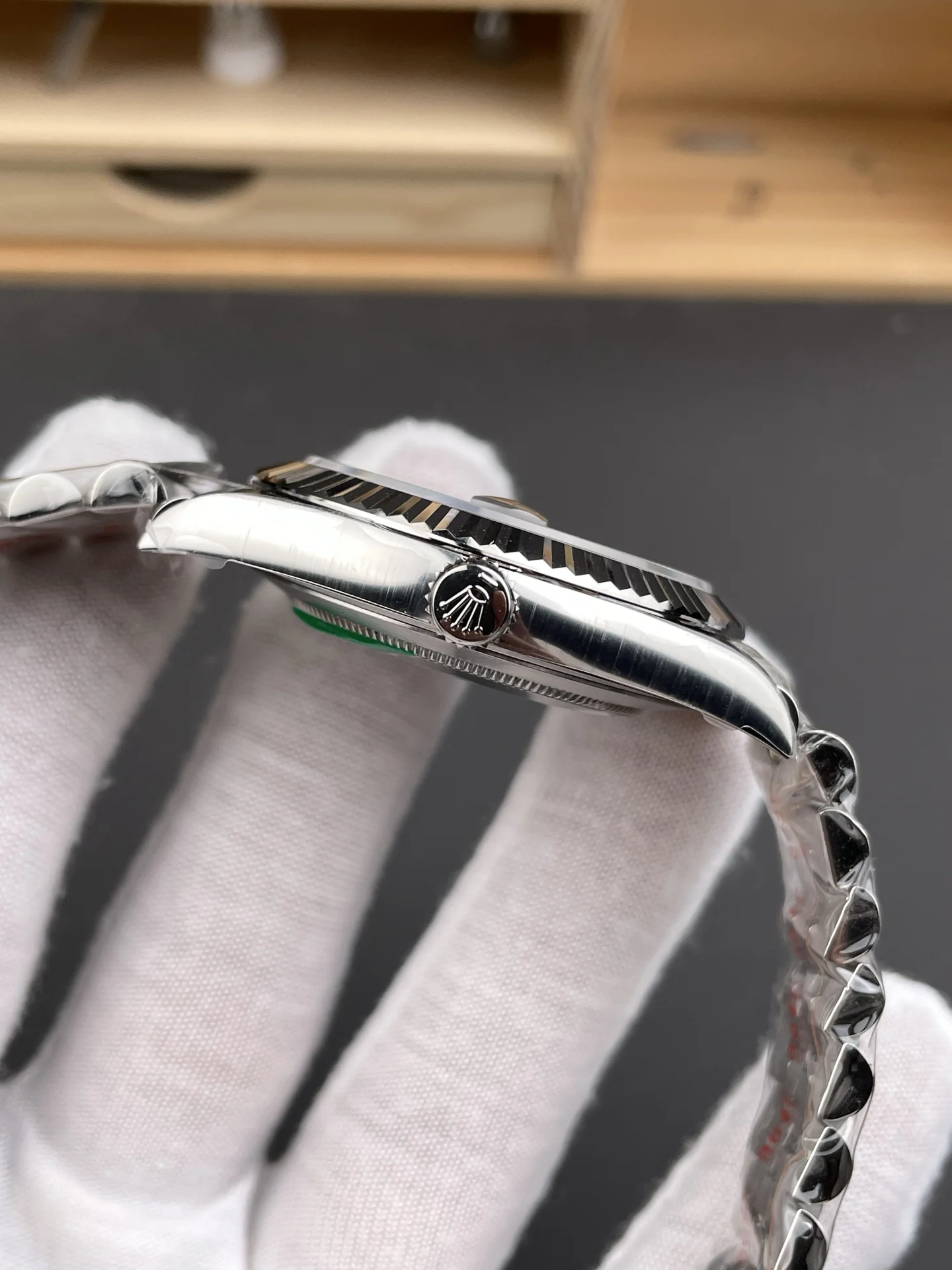 Rolex Datejust Grey Dial Diamond-Set 41mm — photographed off the sweep