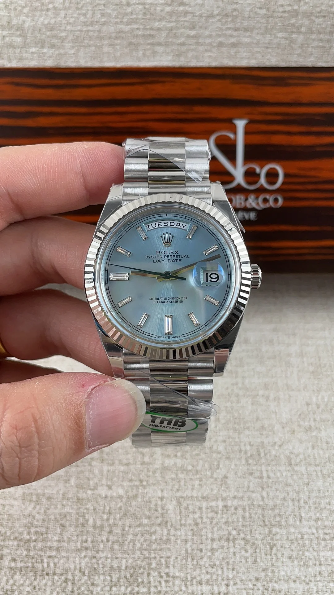 Rolex Datejust Ice Blue Blue Dial — photographed off the sweep