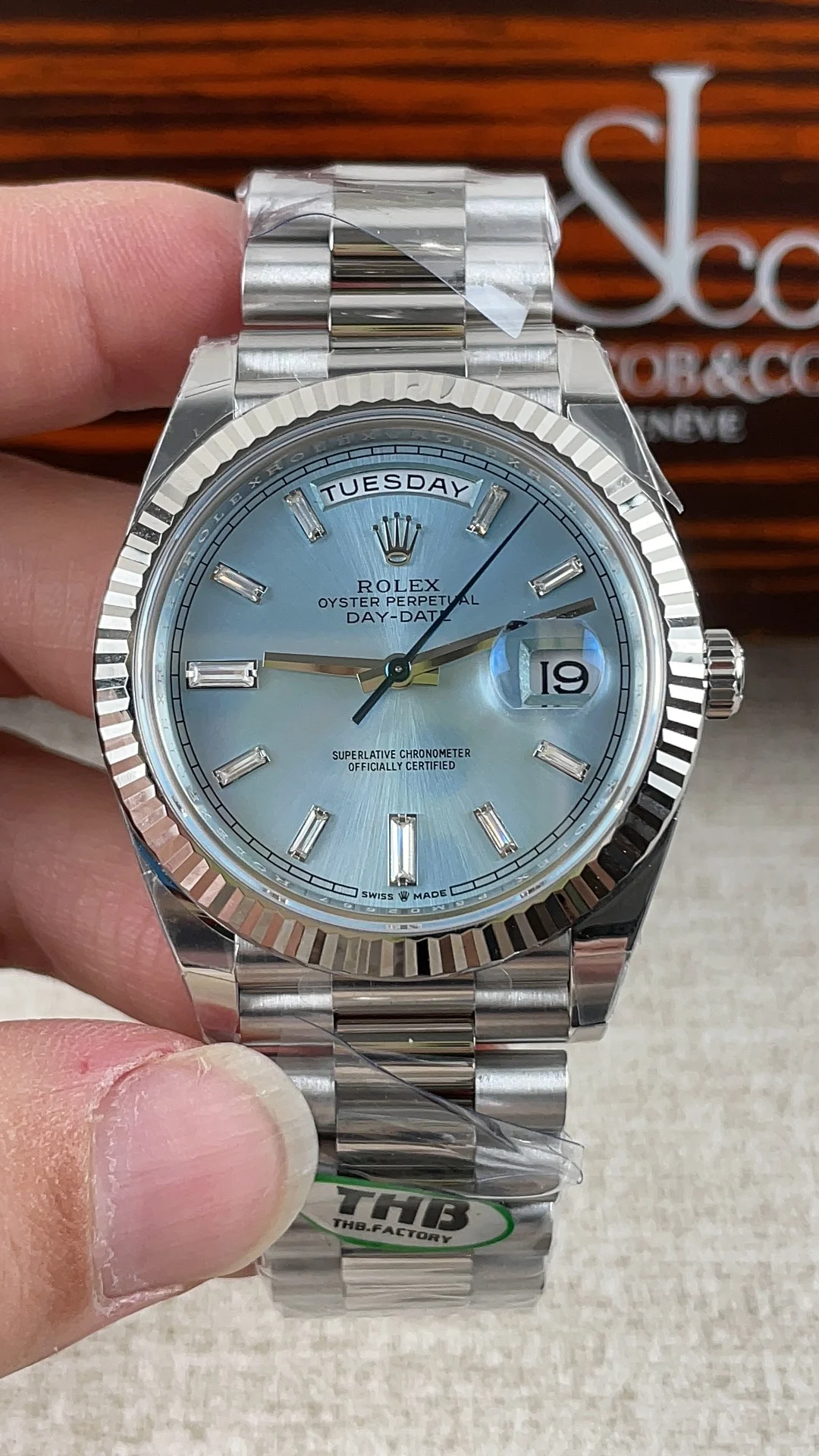 Rolex Datejust Ice Blue Blue Dial — photographed off the sweep