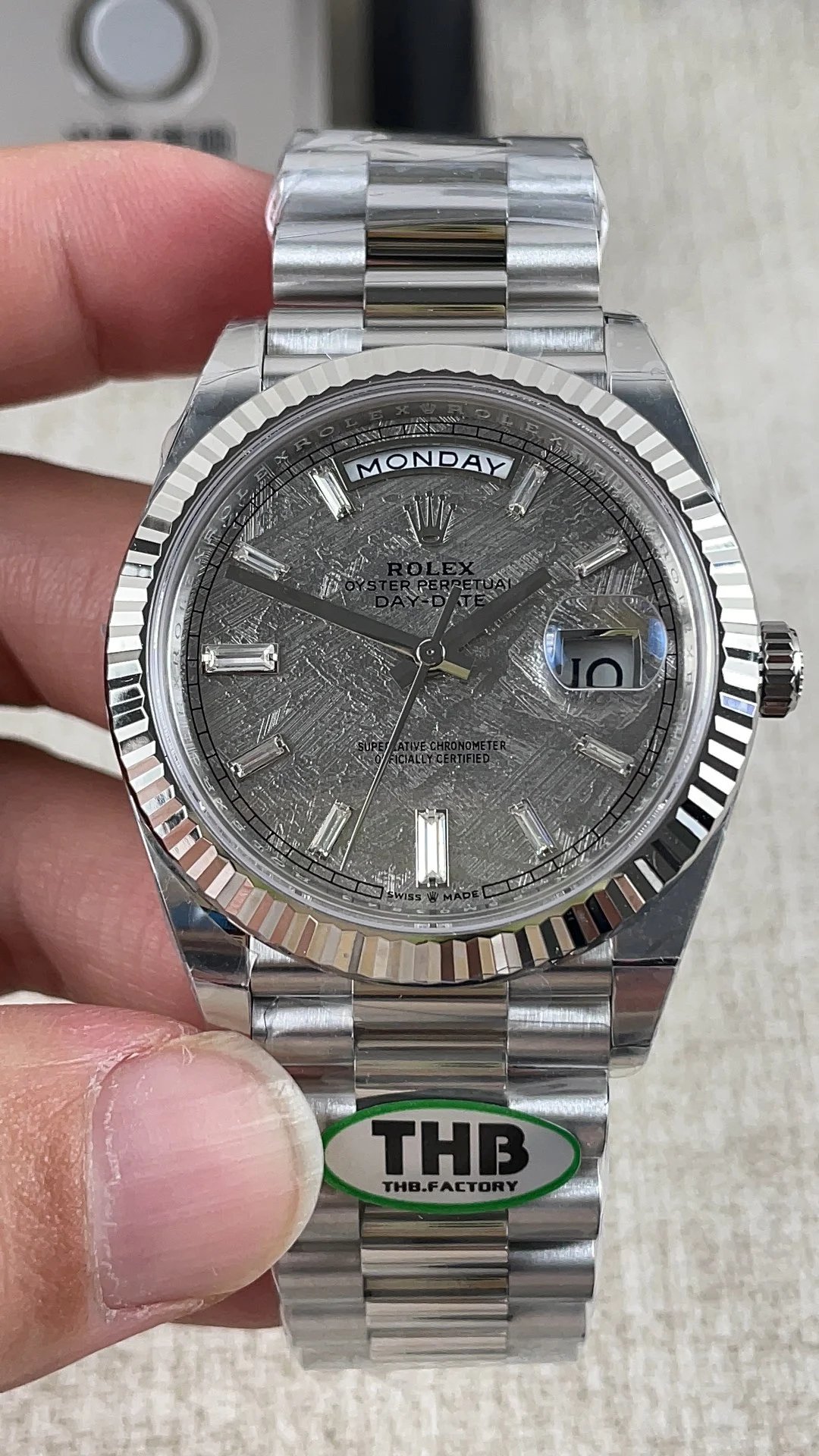 Rolex Datejust Meteorite — photographed off the sweep