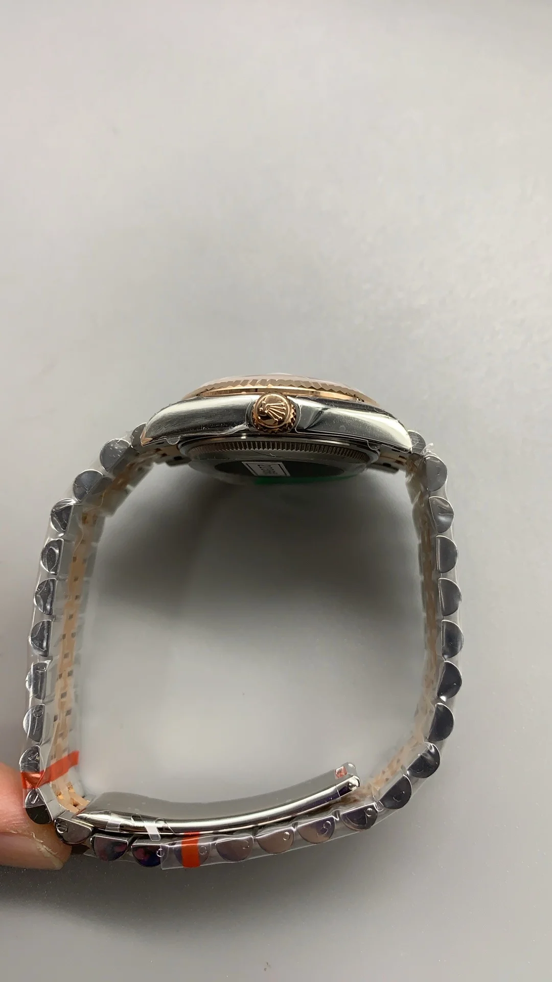Rolex Datejust Mother of Pearl Rose Gold — photographed off the sweep
