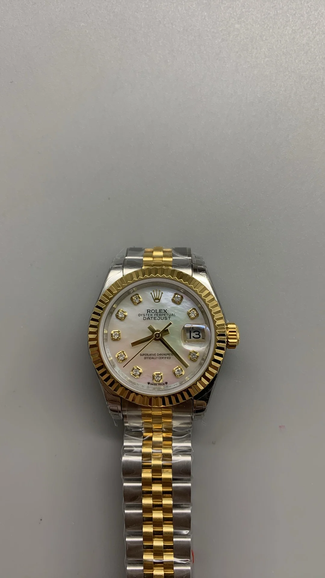 Rolex Datejust Mother of Pearl Two-Tone — photographed off the sweep