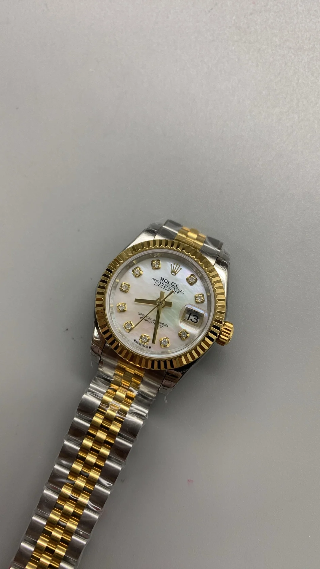 Rolex Datejust Mother of Pearl Two-Tone — photographed off the sweep
