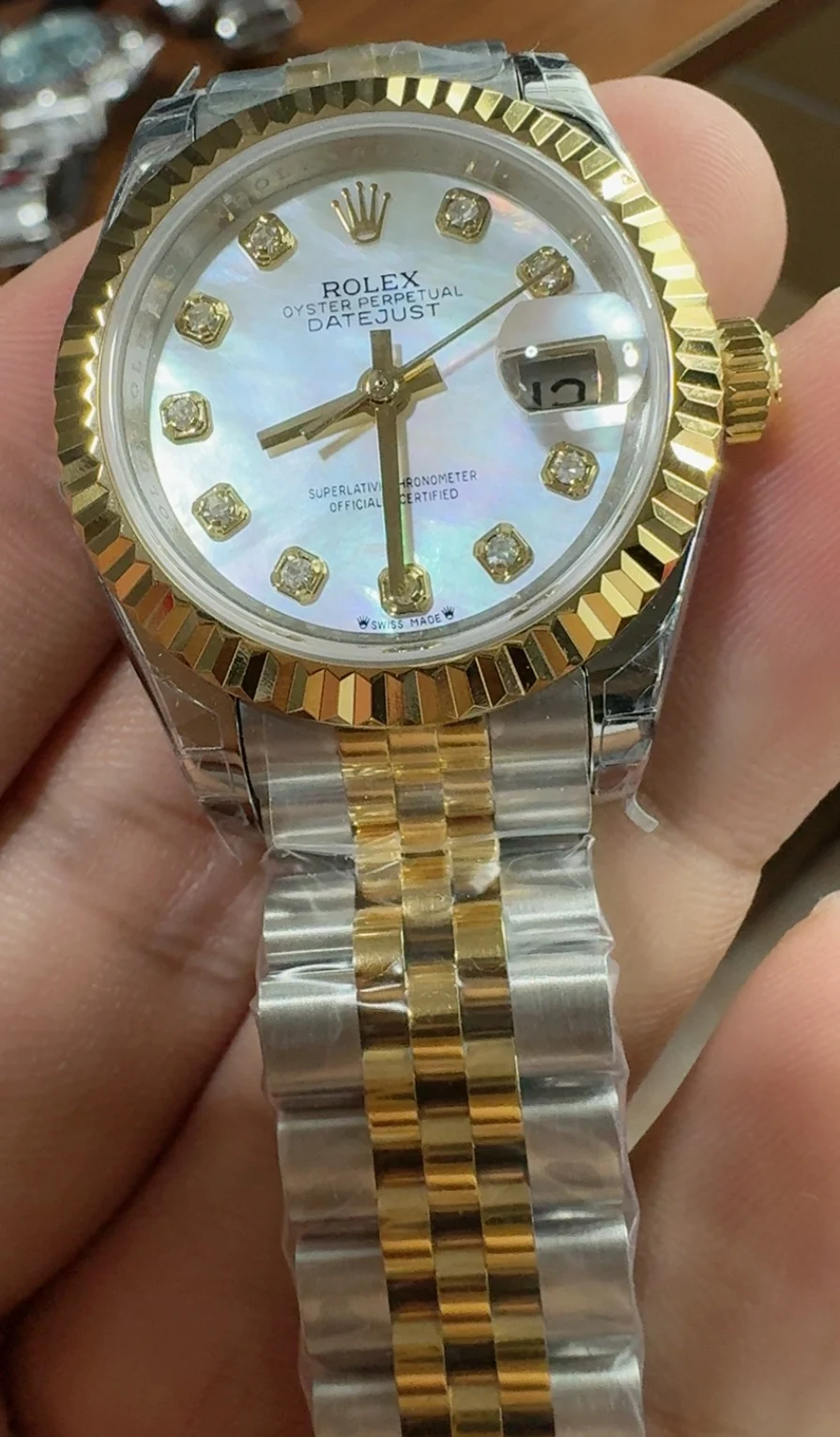 Rolex Datejust Mother of Pearl Two-Tone — photographed off the sweep