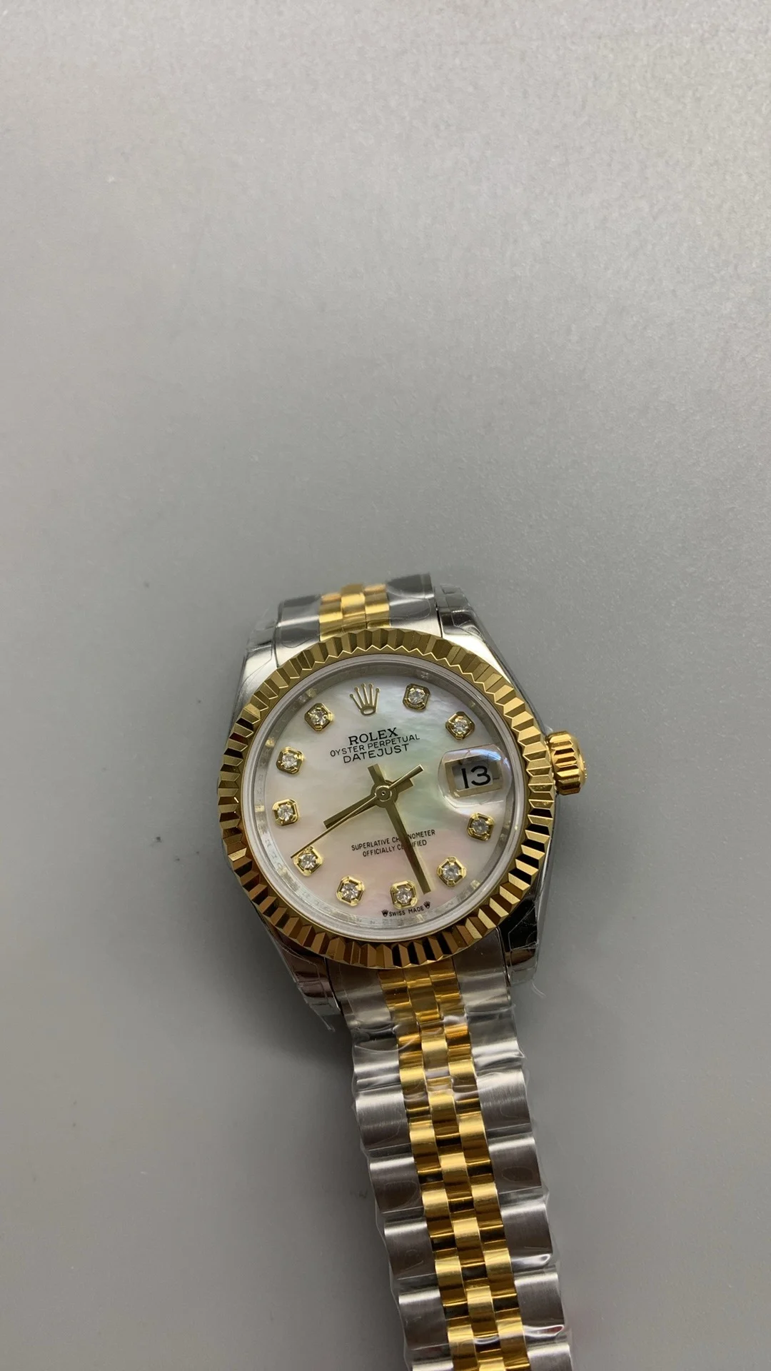 Rolex Datejust Mother of Pearl Two-Tone — photographed off the sweep