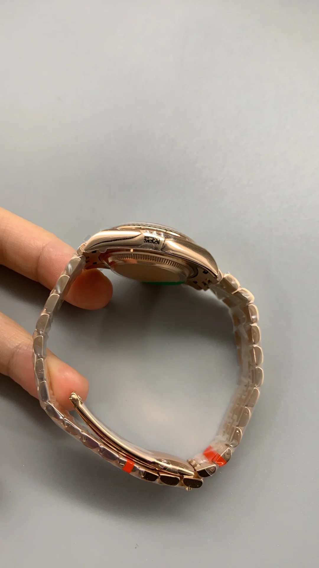 Rolex Datejust Rose Gold 28mm — photographed off the sweep