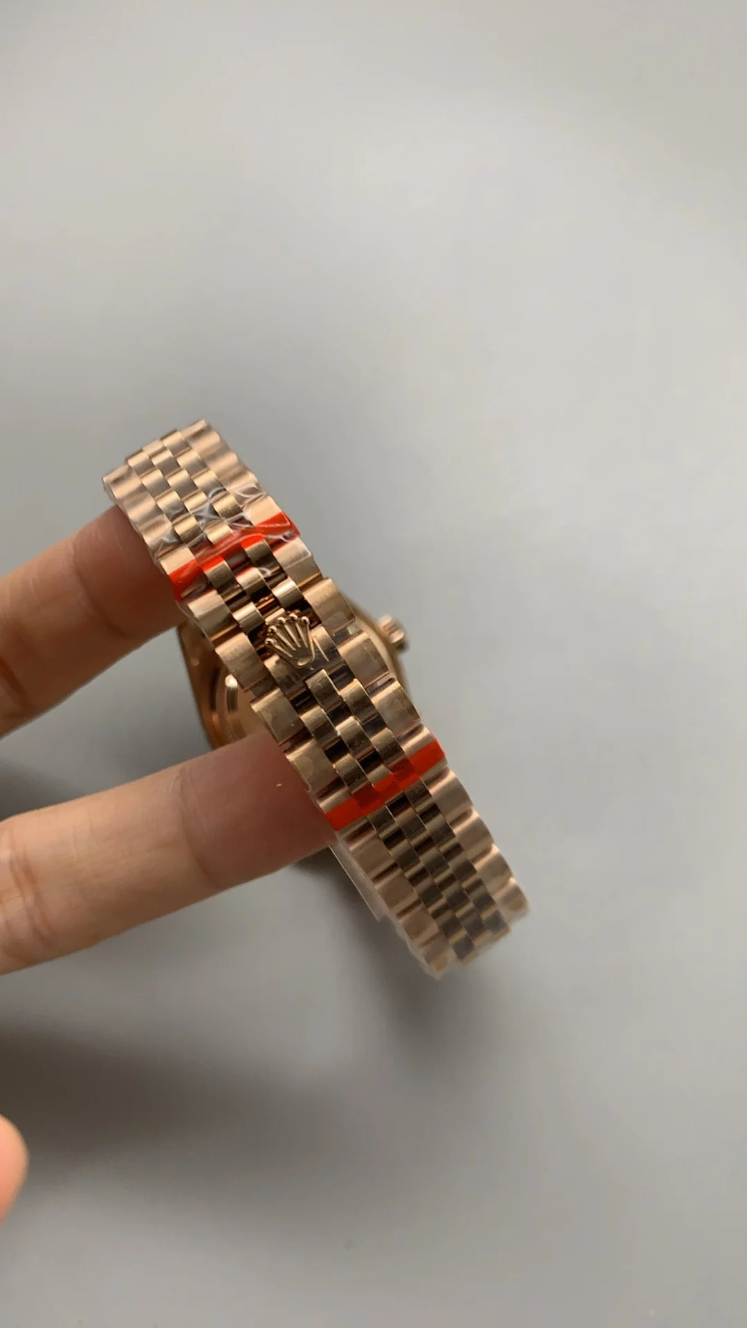 Rolex Datejust Rose Gold 28mm — photographed off the sweep
