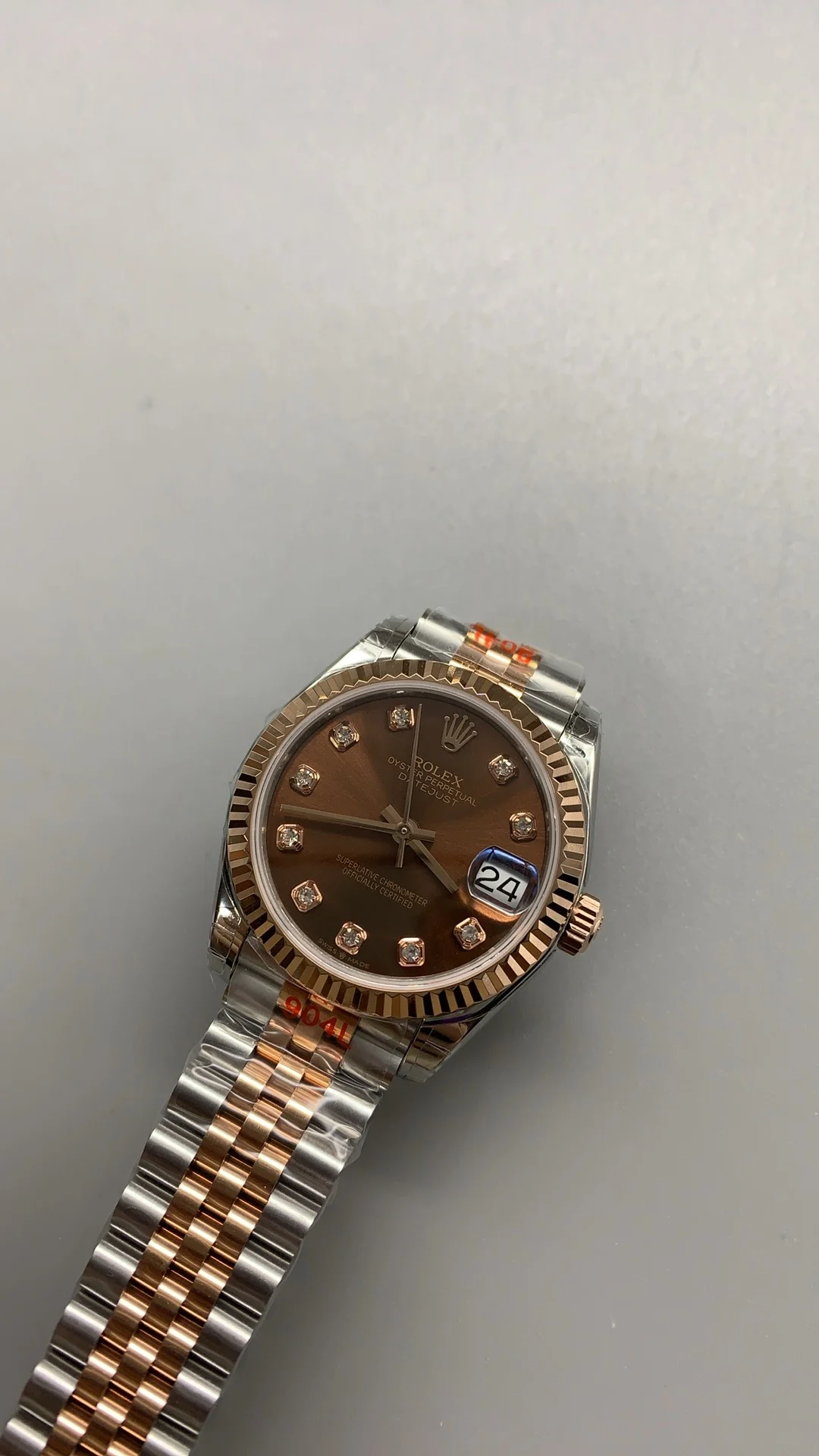Rolex Datejust Rose Gold 31mm — photographed off the sweep