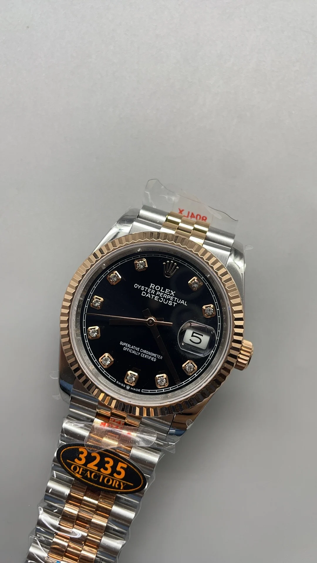 Rolex Datejust Rose Gold 36mm — photographed off the sweep