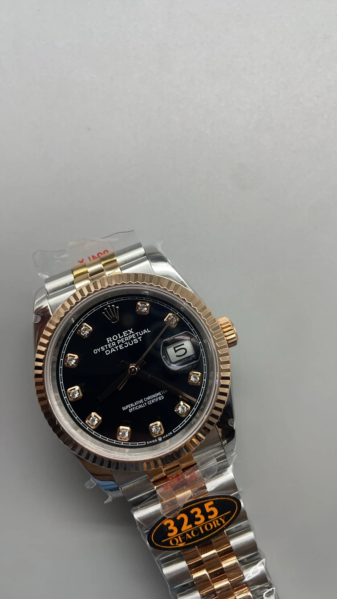 Rolex Datejust Rose Gold 36mm — photographed off the sweep