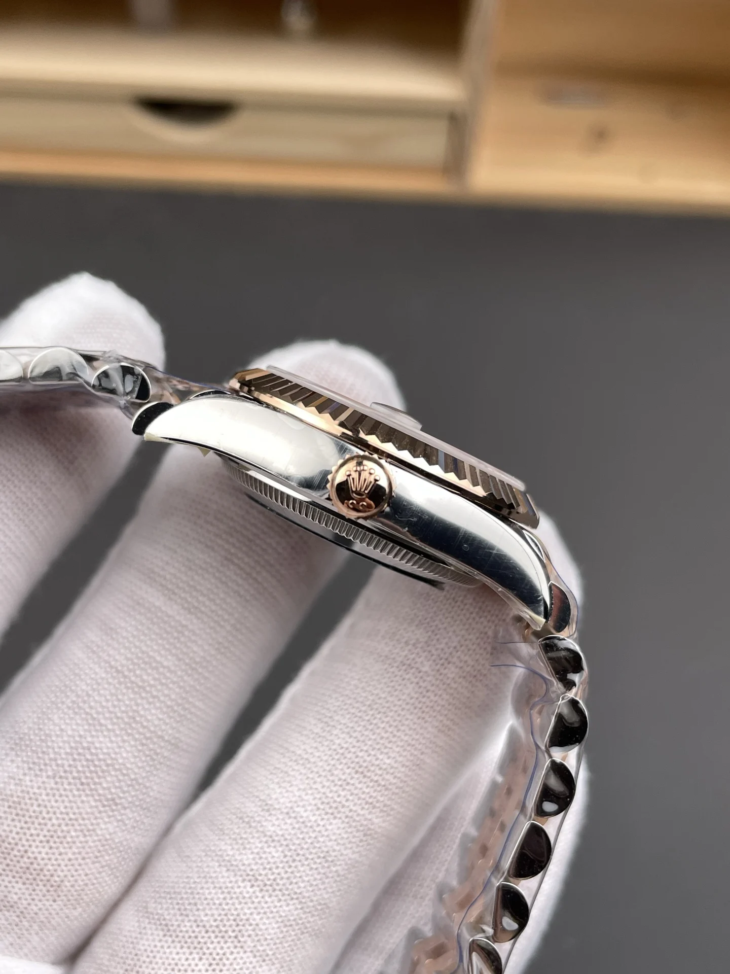 Rolex Datejust Rose Gold Diamond-Set 31mm — photographed off the sweep