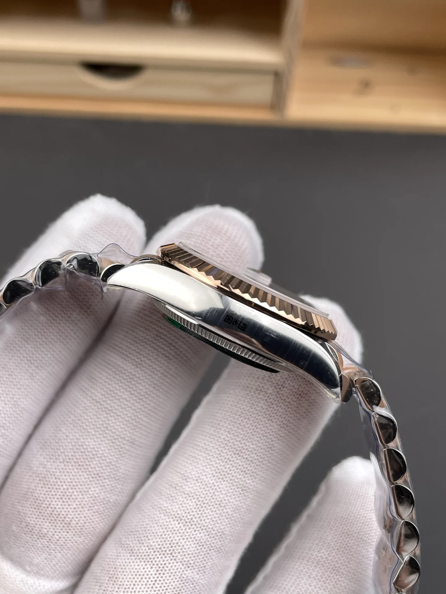 Rolex Datejust Rose Gold Diamond-Set 31mm — photographed off the sweep