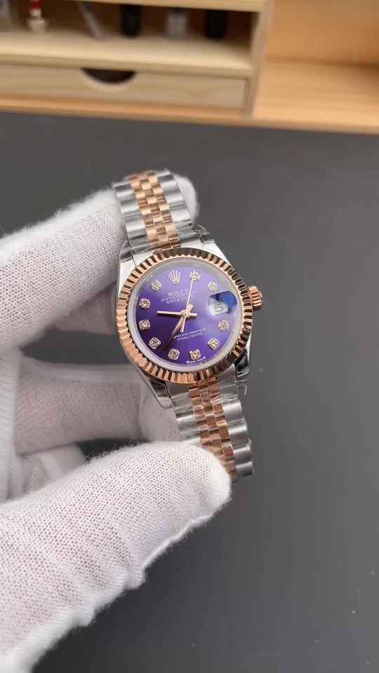 Rolex Datejust Rose Gold Purple Dial Diamond-Set 28mm