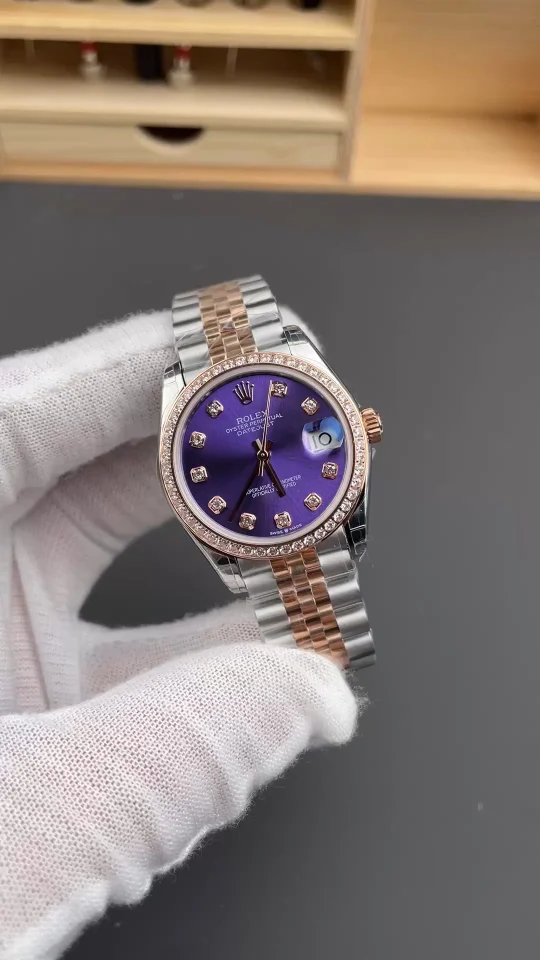 Rolex Datejust Rose Gold Purple Dial Diamond-Set 31mm