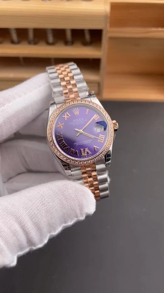 Rolex Datejust Rose Gold Purple Dial Diamond-Set 31mm
