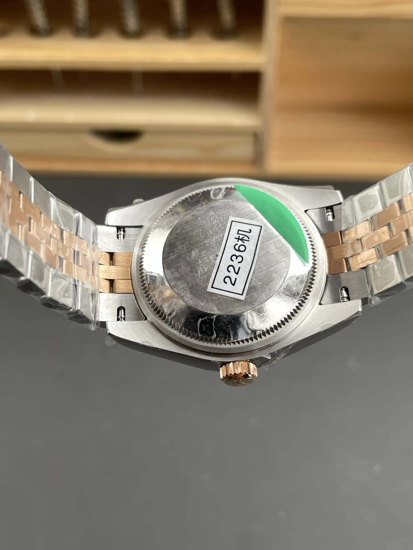 Rolex Datejust Rose Gold Purple Dial Diamond-Set 31mm — photographed off the sweep