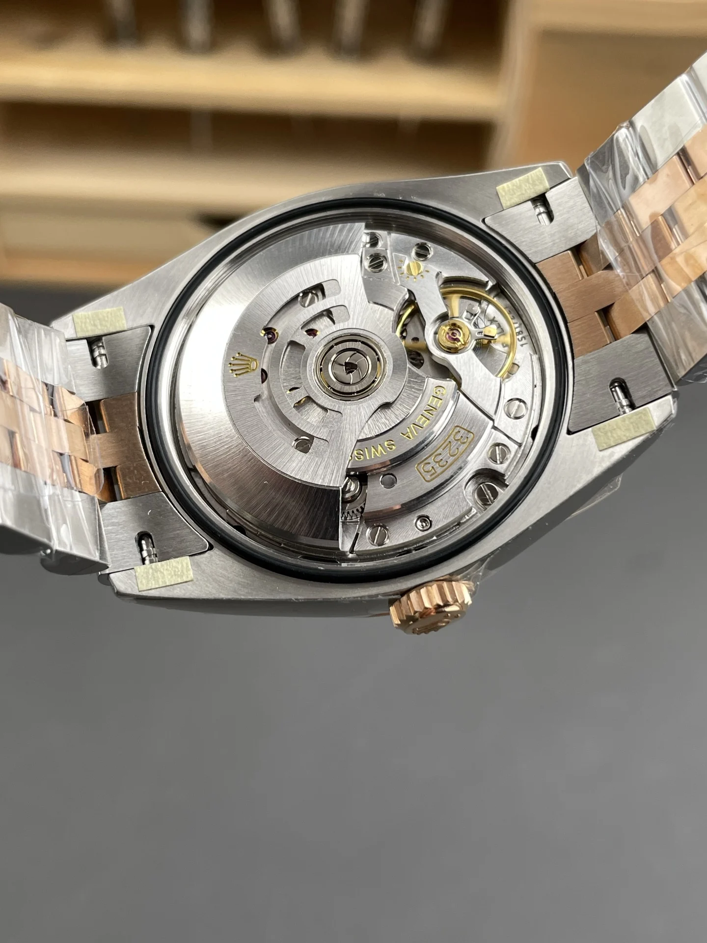 Rolex Datejust Rose Gold Silver Dial 36mm — photographed off the sweep