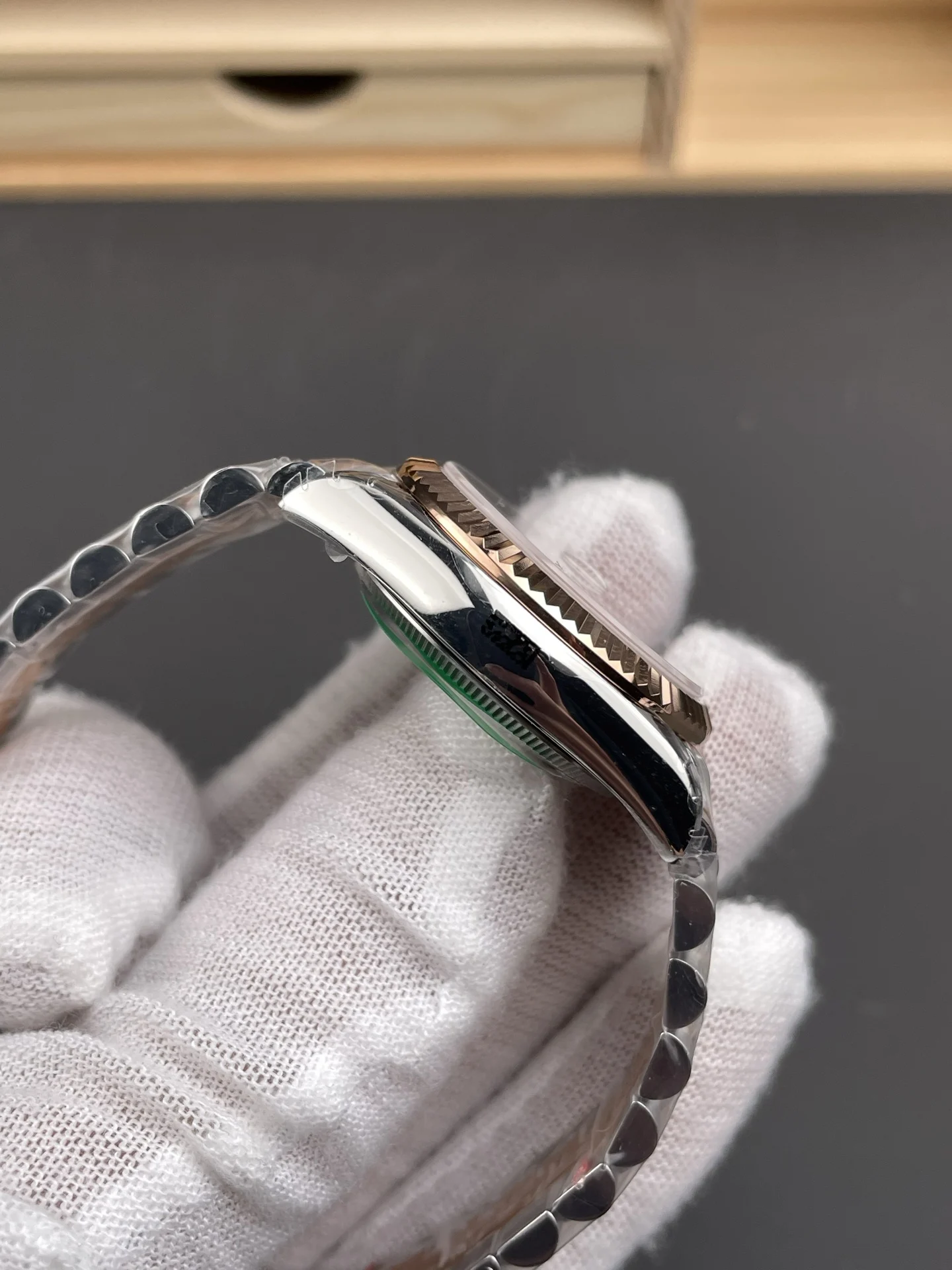 Rolex Datejust Rose Gold Silver Dial Diamond-Set 31mm — photographed off the sweep