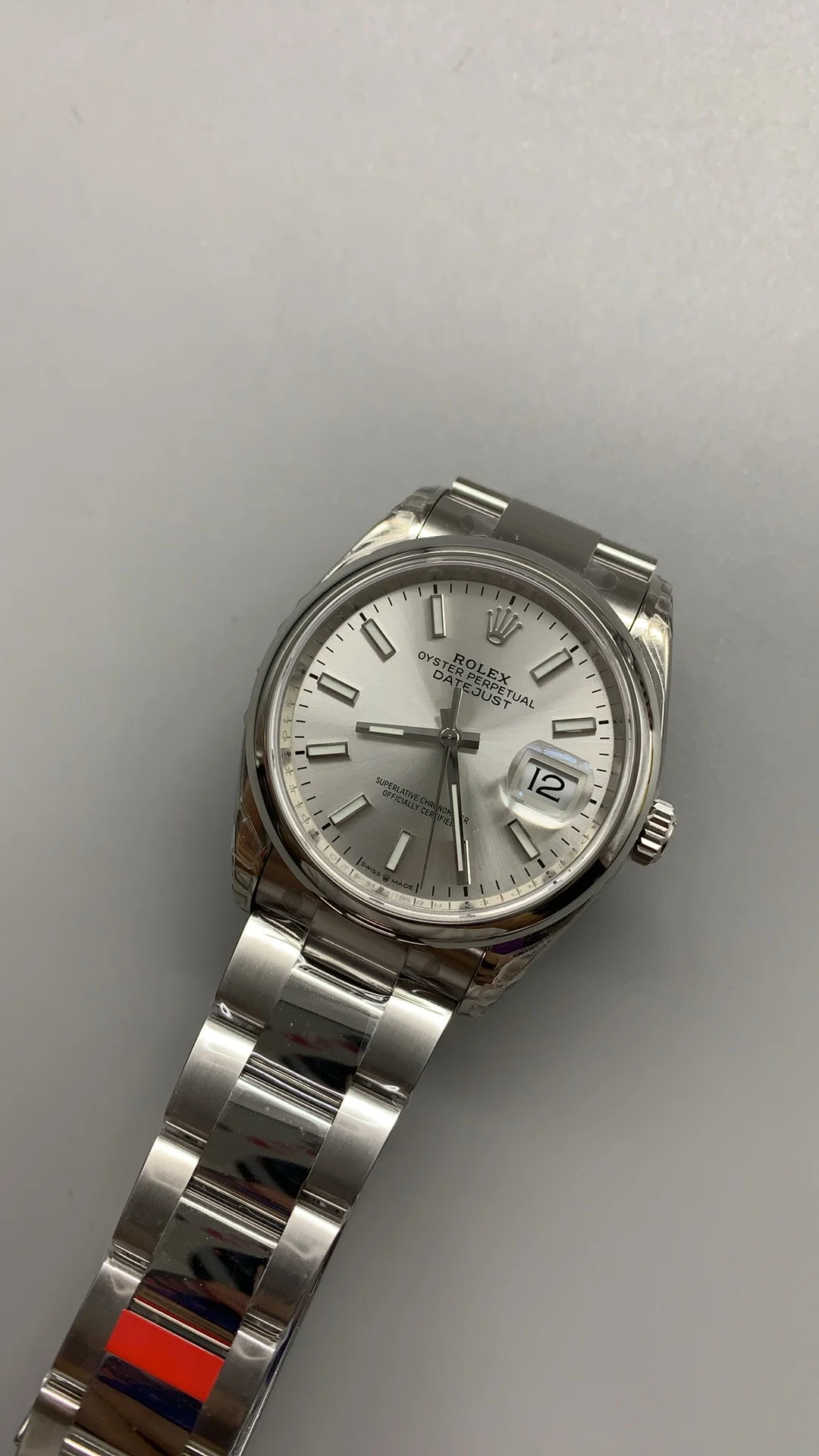 Rolex Datejust Silver Dial 36mm — photographed off the sweep