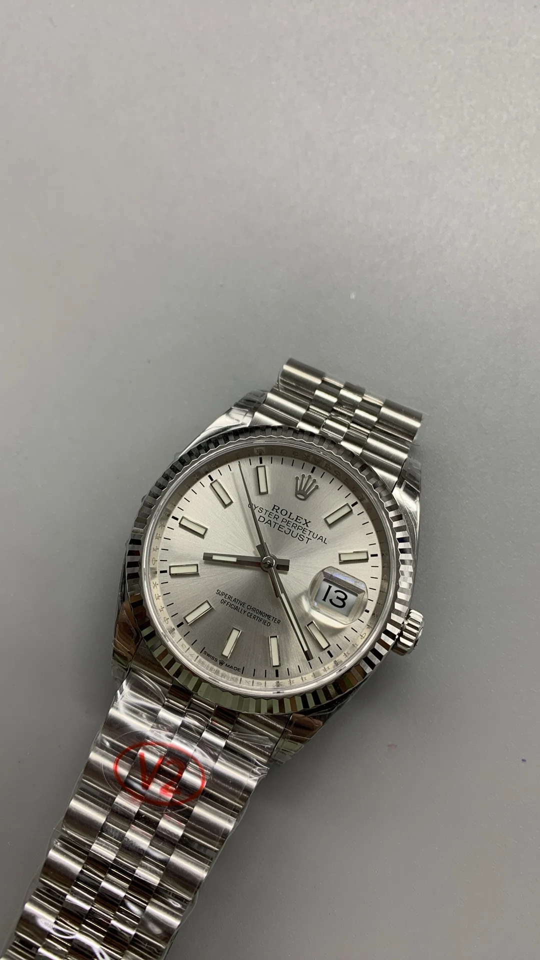 Rolex Datejust Silver Dial 36mm — photographed off the sweep