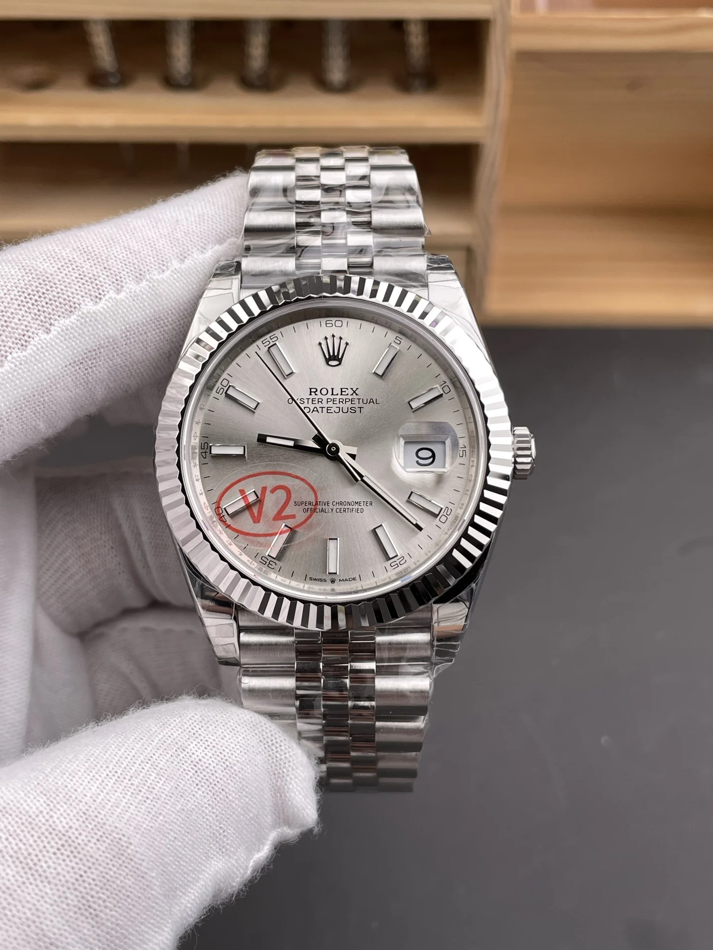 Rolex Datejust Silver Dial 41mm — photographed off the sweep