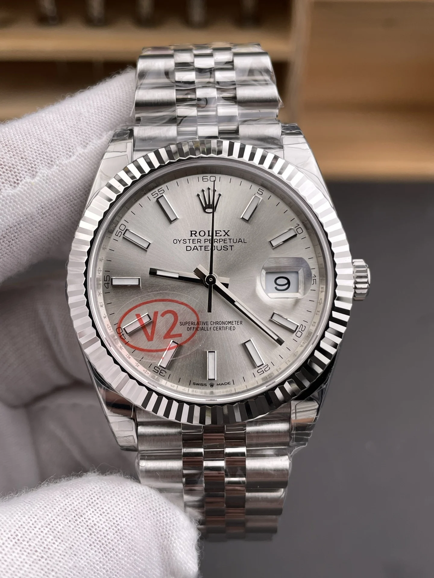 Rolex Datejust Silver Dial 41mm — photographed off the sweep