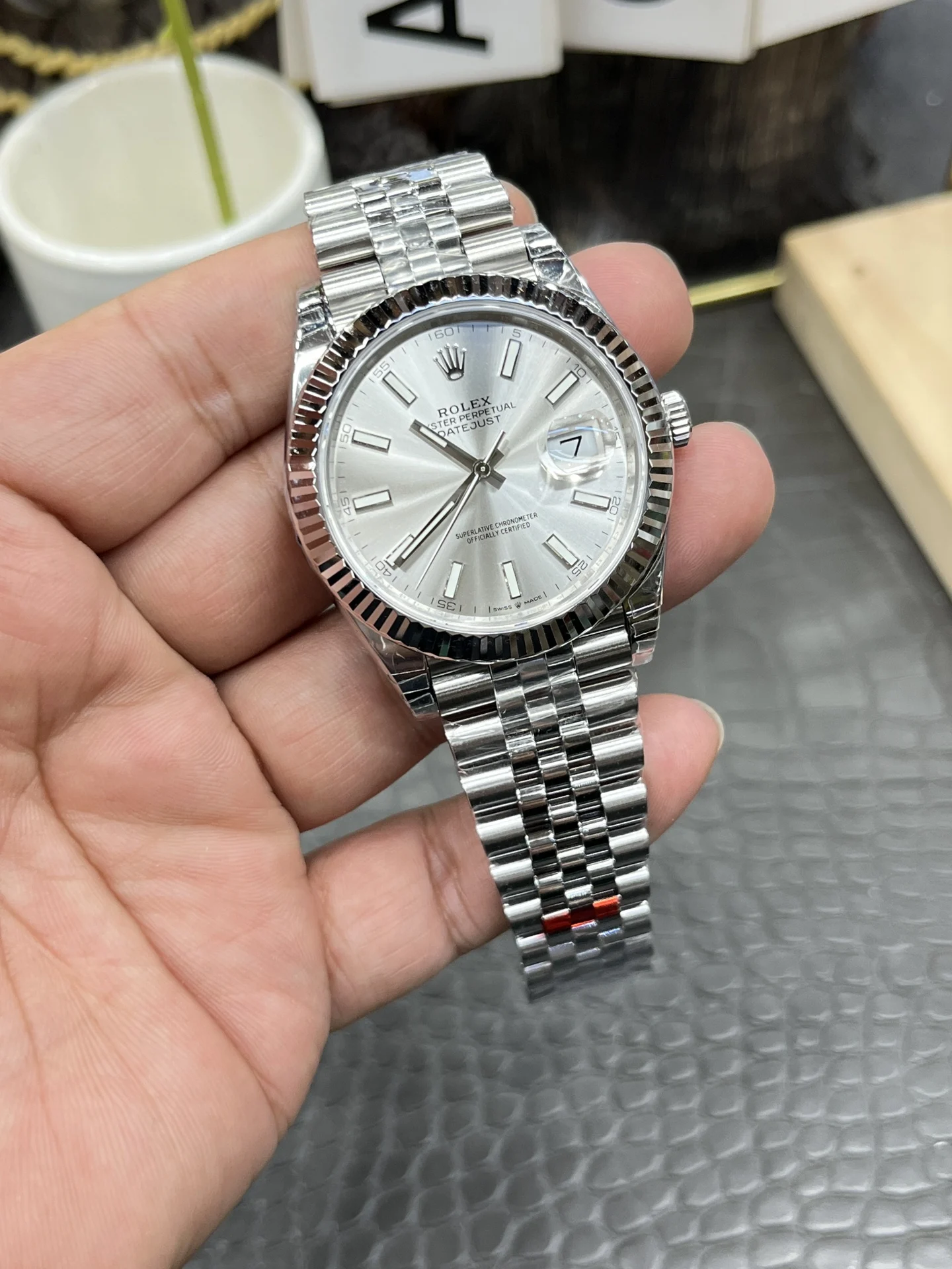 Rolex Datejust Silver Dial 41mm — photographed off the sweep
