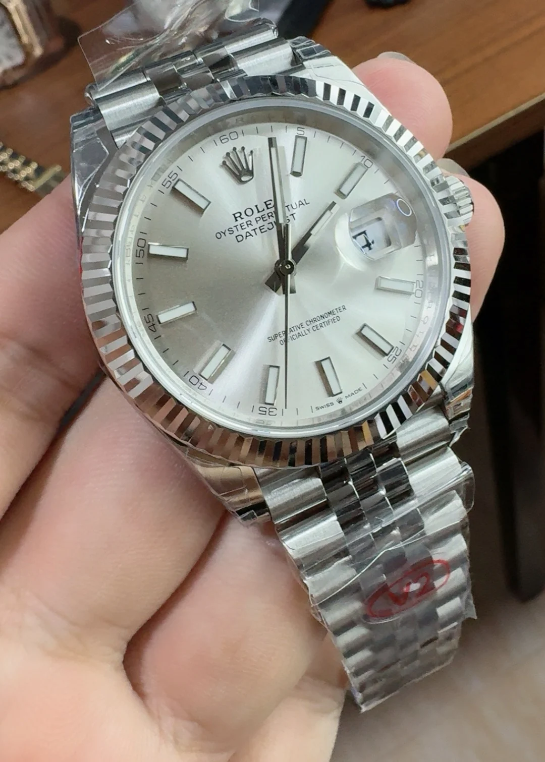 Rolex Datejust Silver Dial 41mm — photographed off the sweep